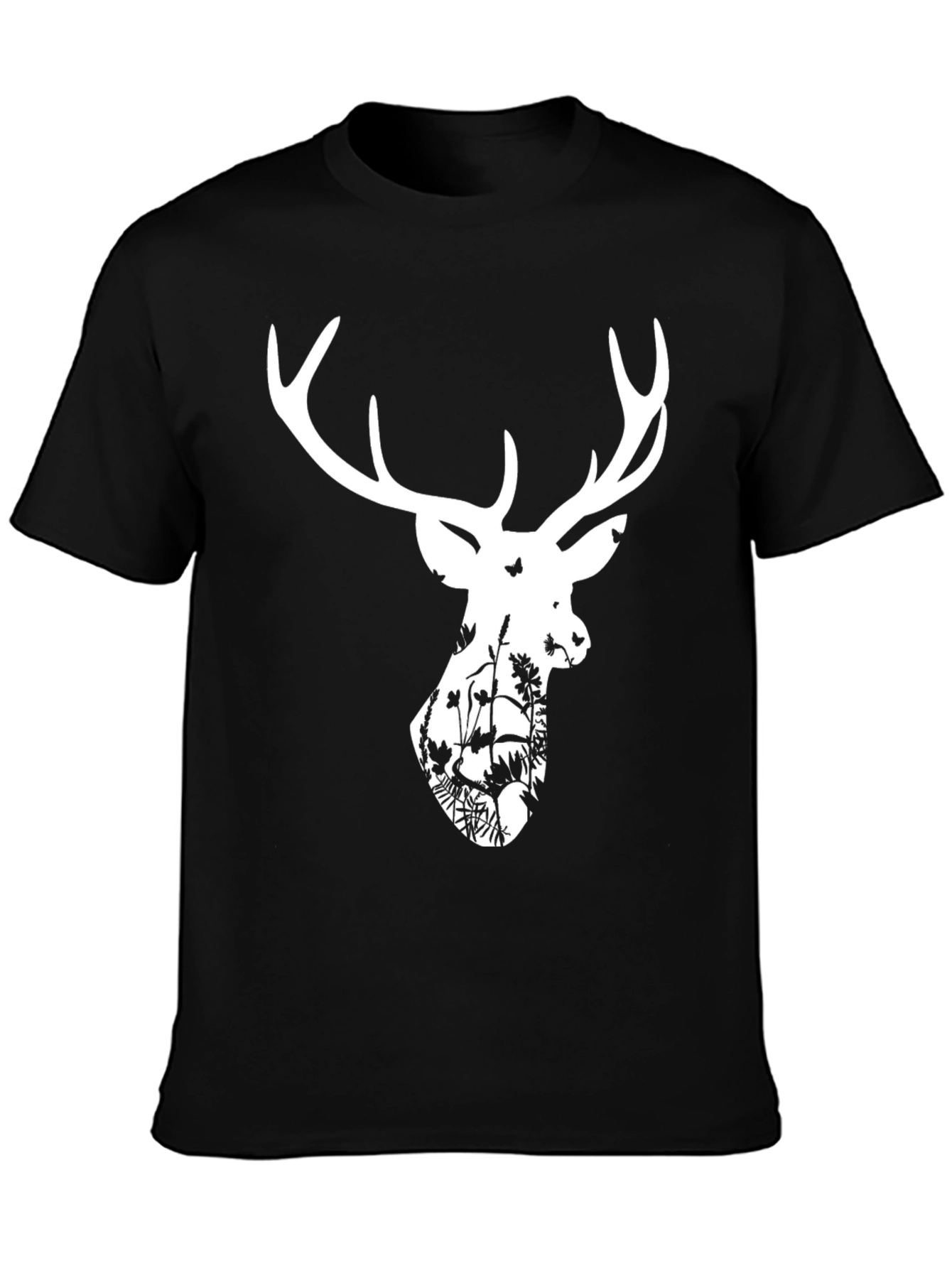 Deer Silhouette Graphic T-Shirt - Black