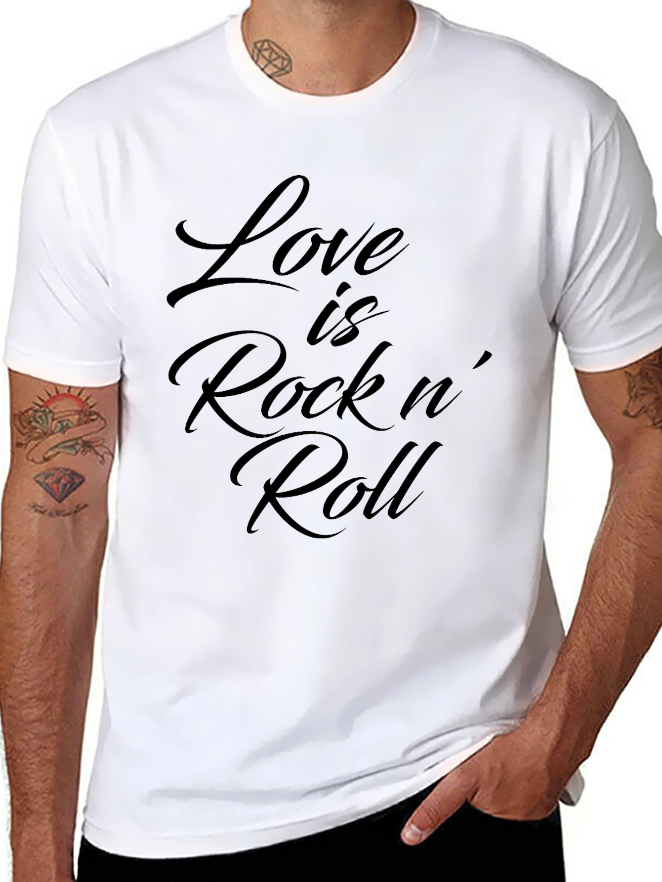 Love Is Rock n Roll Black Graphic Tee Shirt