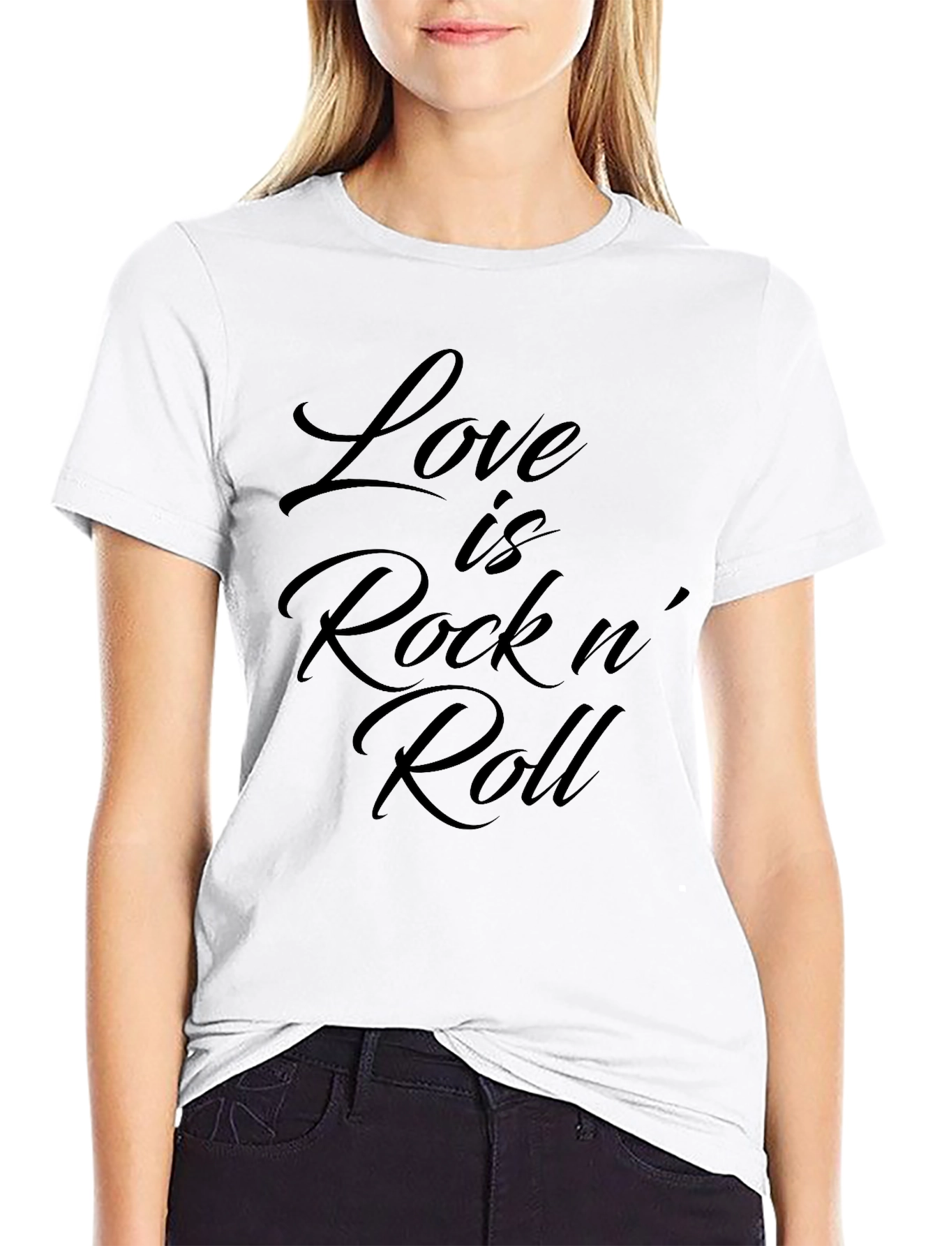Love Is Rock n Roll Black Graphic Tee Shirt