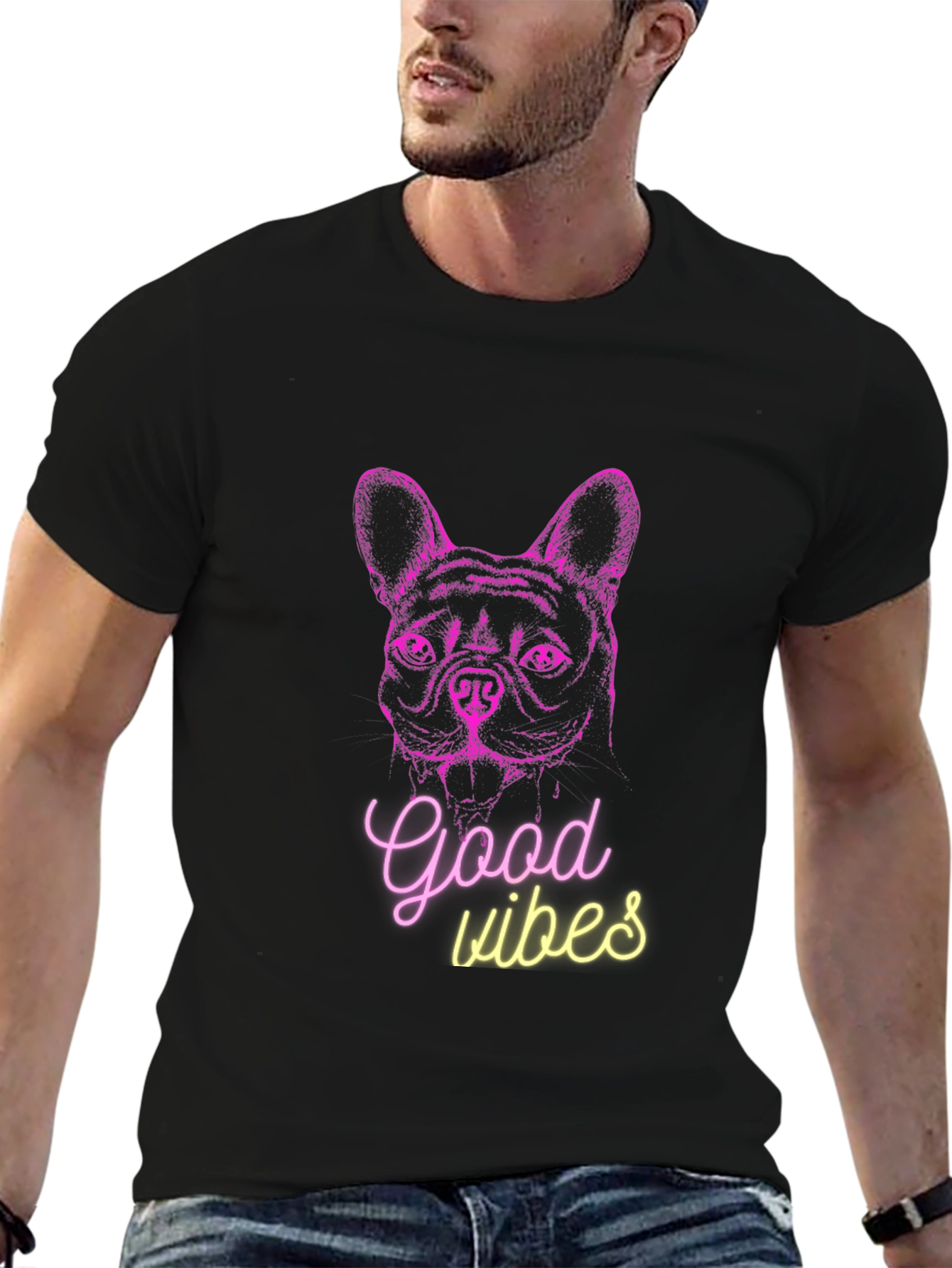 Good Vibes Dog Graphic T-Shirt