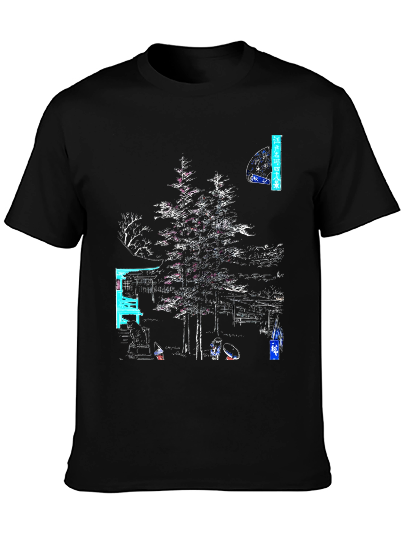 Japanese Art Graphic Tee - Black Cotton Shirt