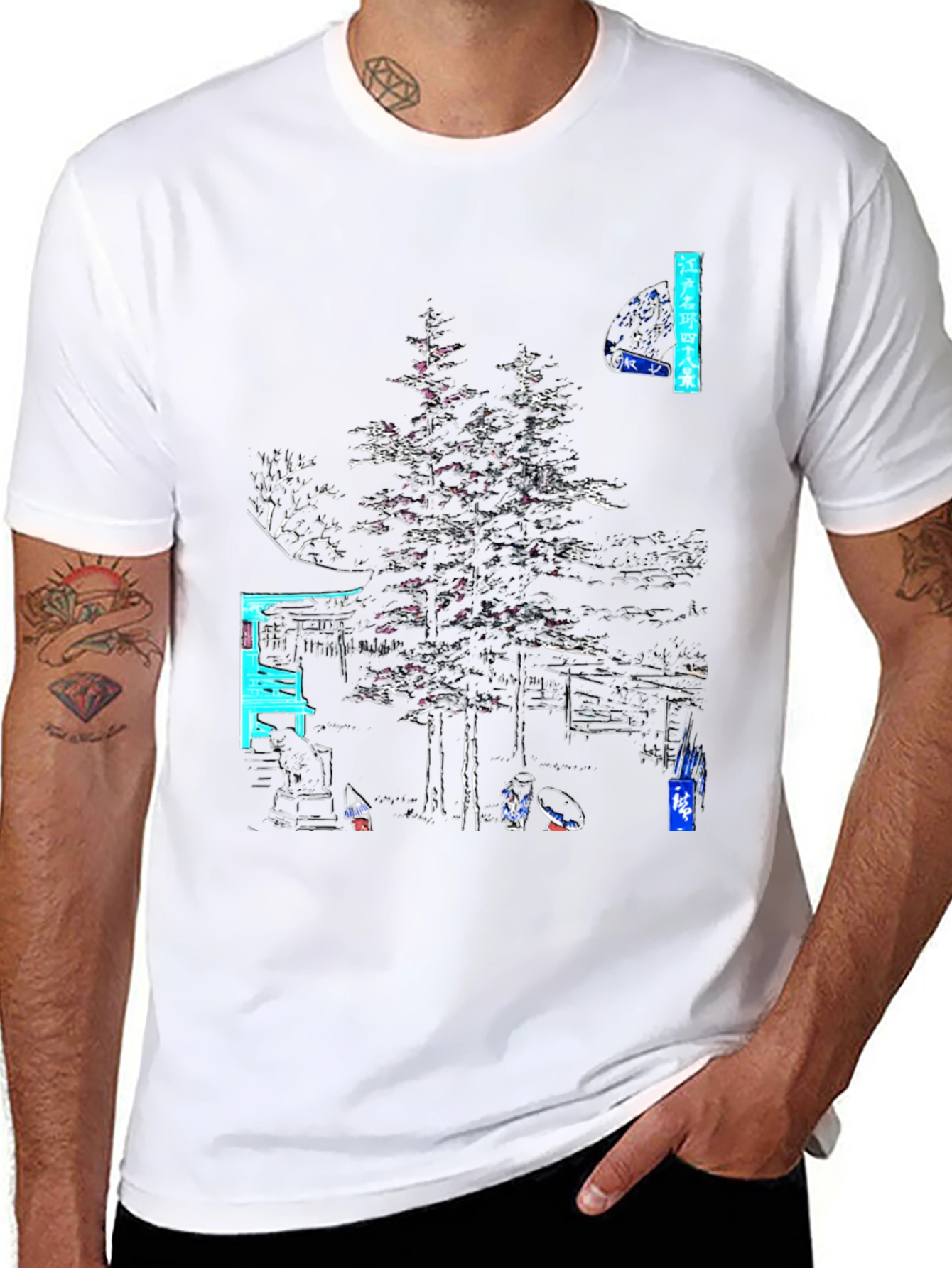 Japanese Art Graphic Tee - Black Cotton Shirt