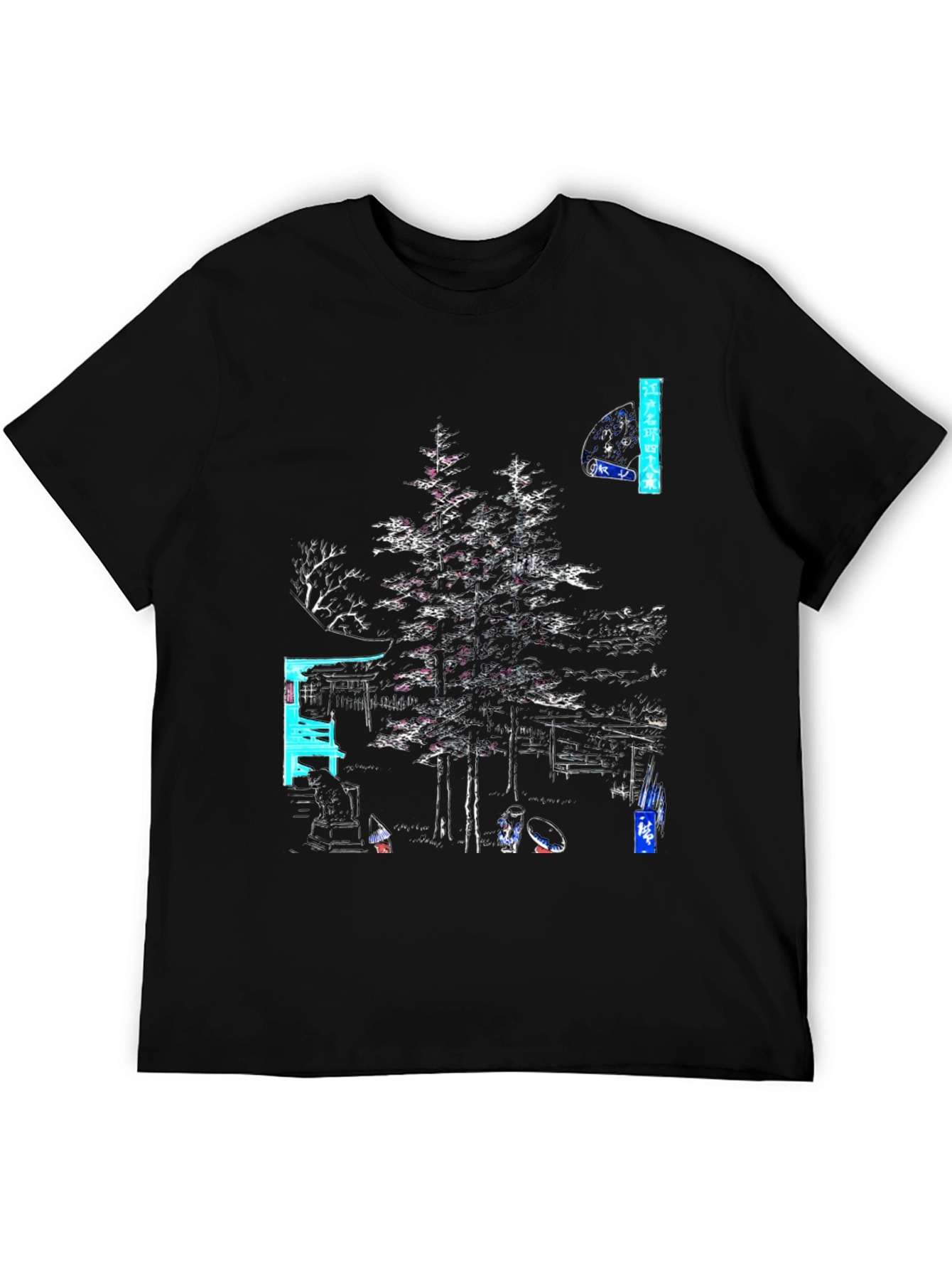 Japanese Art Graphic Tee - Black Cotton Shirt