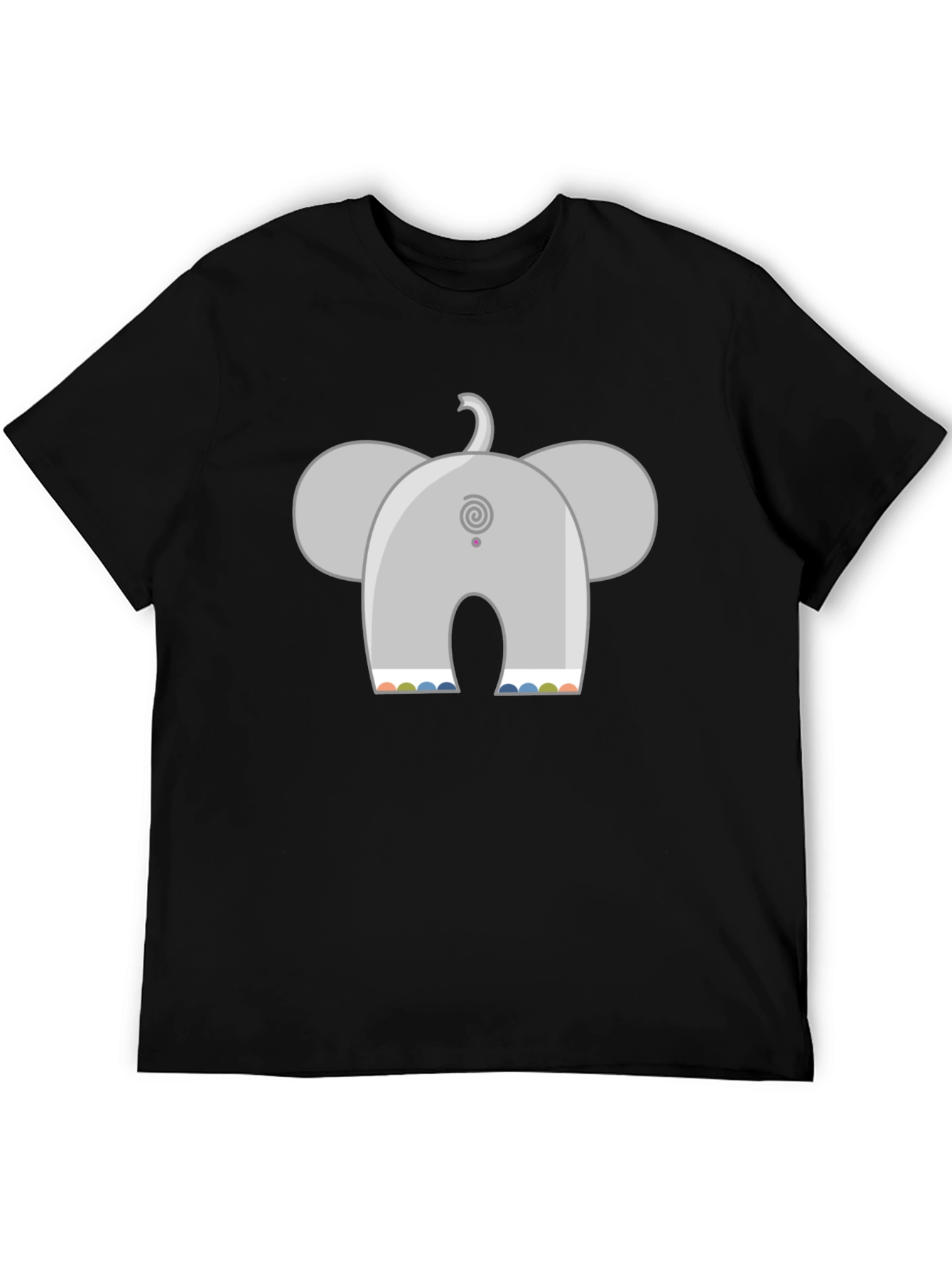 Elephant Back Print Black T-Shirt
