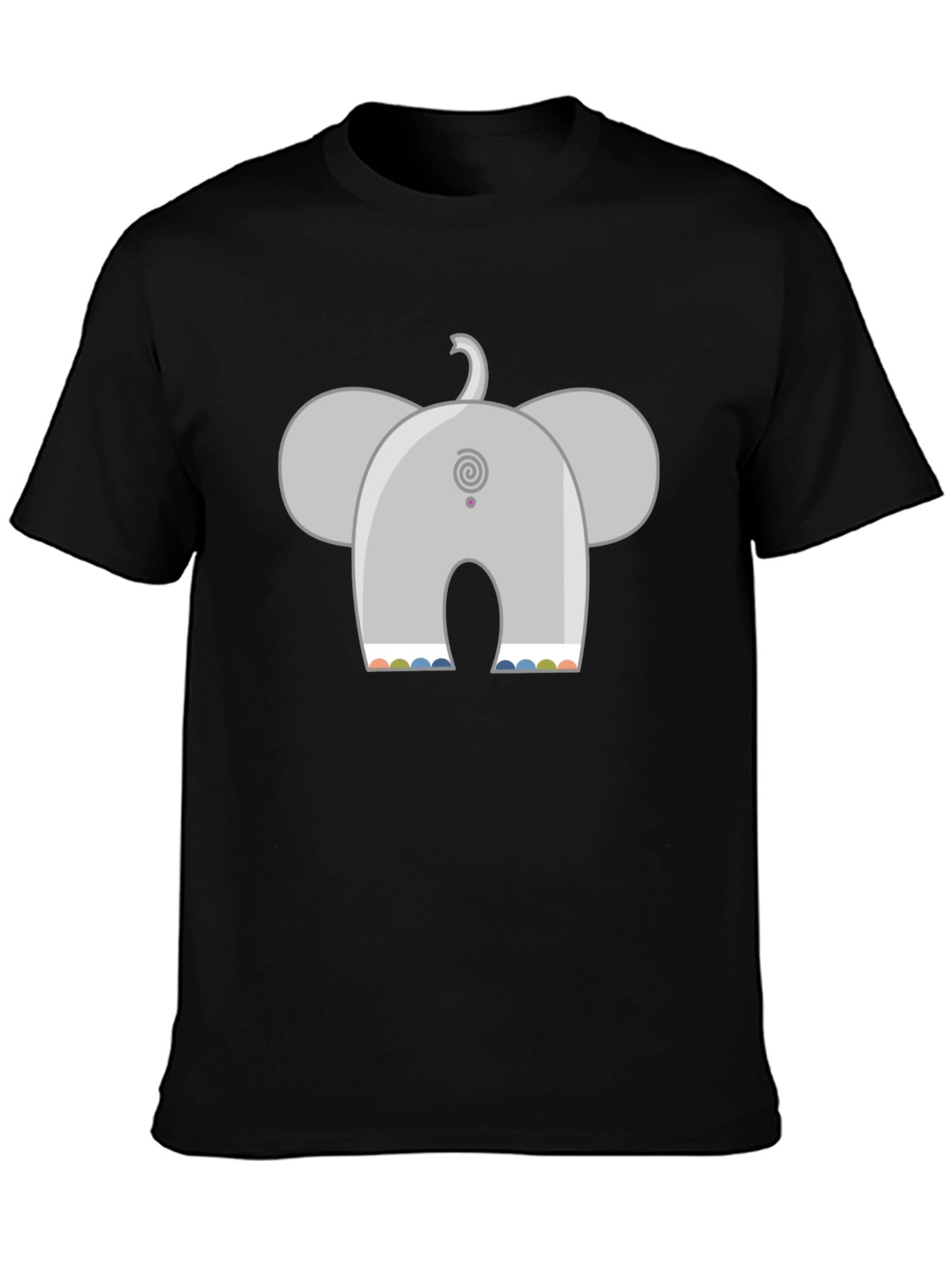 Elephant Back Print Black T-Shirt