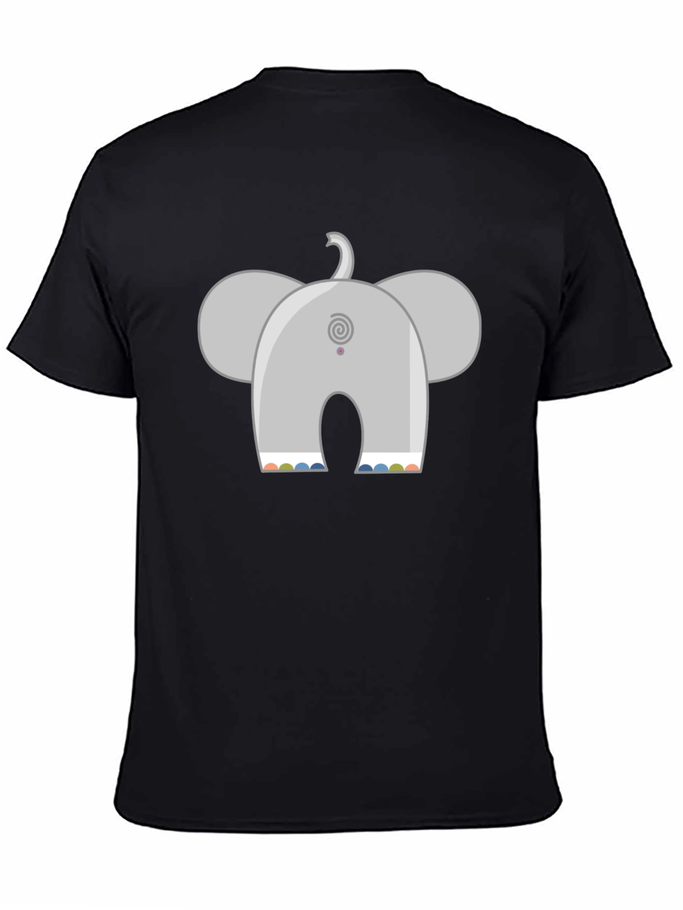 Elephant Back Print Black T-Shirt