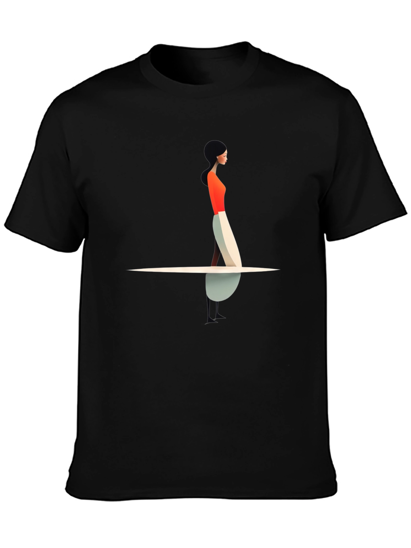 Modern Art Womans Silhouette Black Tee