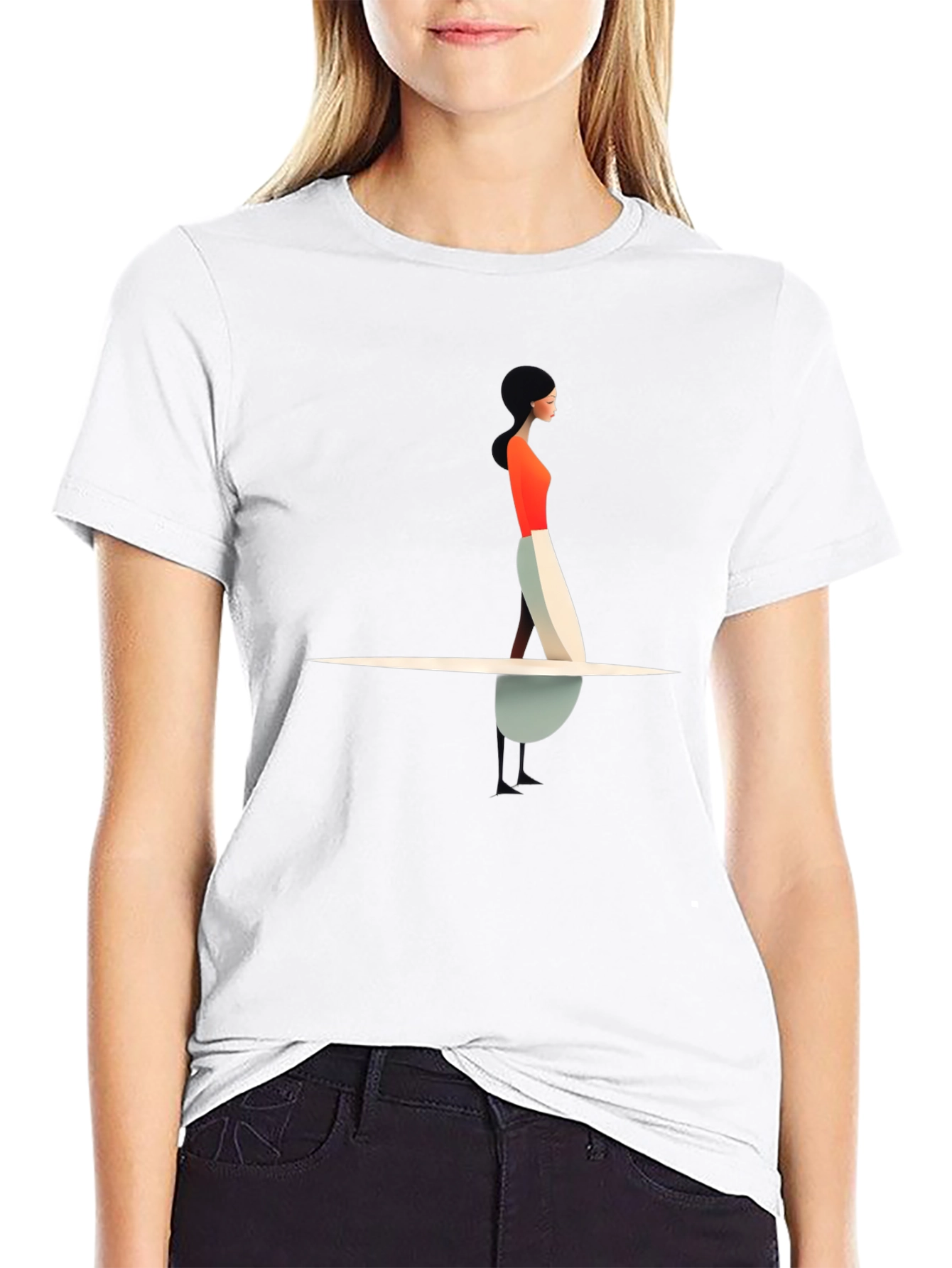 Modern Art Womans Silhouette Black Tee