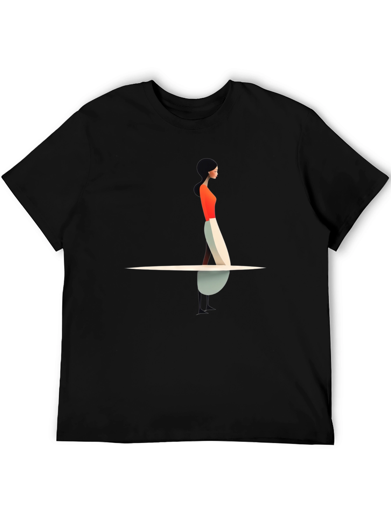 Modern Art Womans Silhouette Black Tee