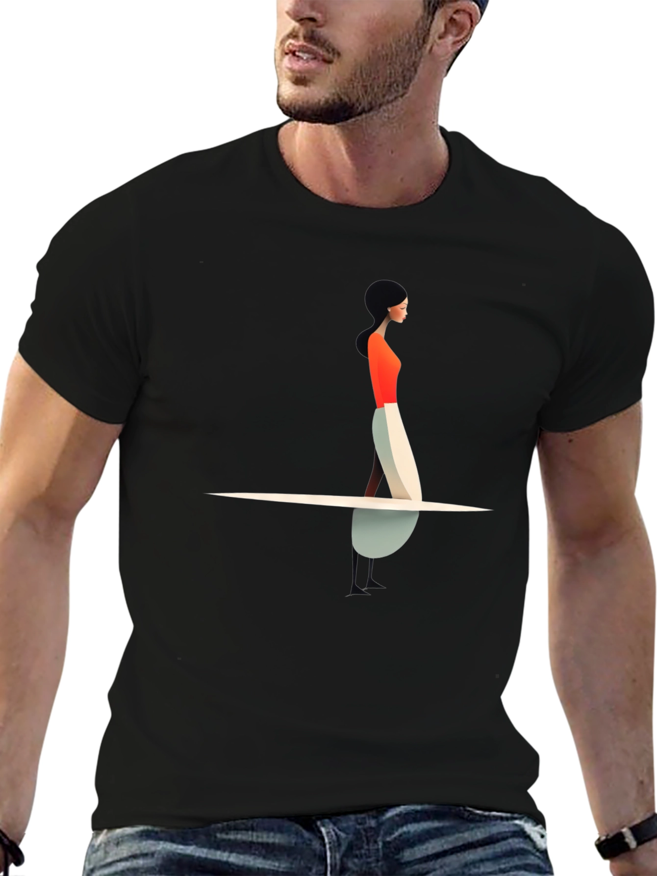 Modern Art Womans Silhouette Black Tee
