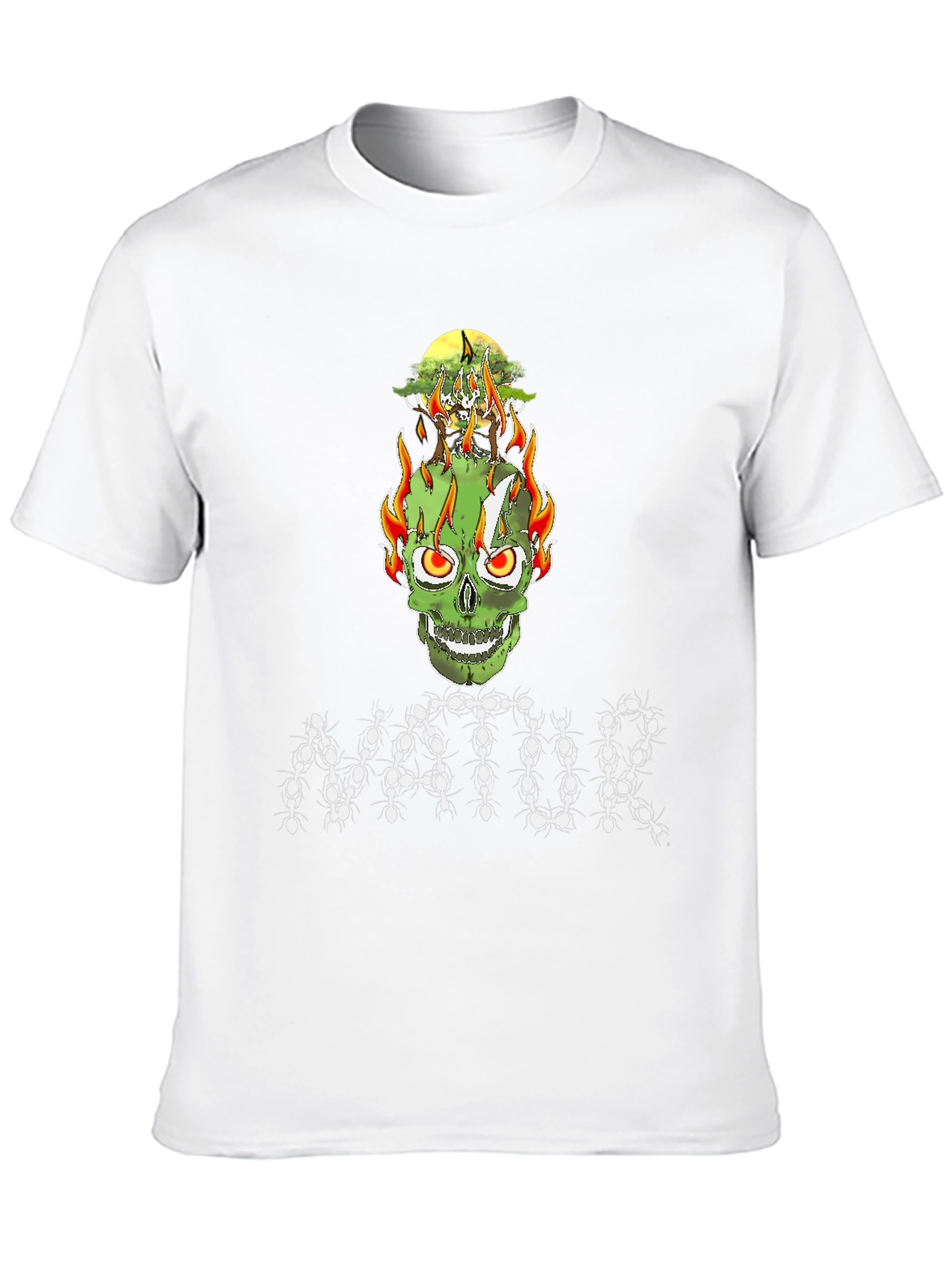Nature Inspired Skull Graphic Tee - Unique Design