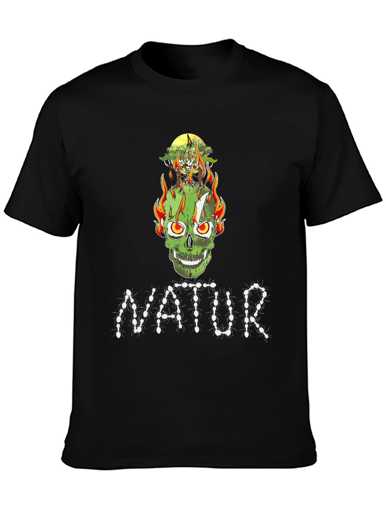 Nature Inspired Skull Graphic Tee - Unique Design