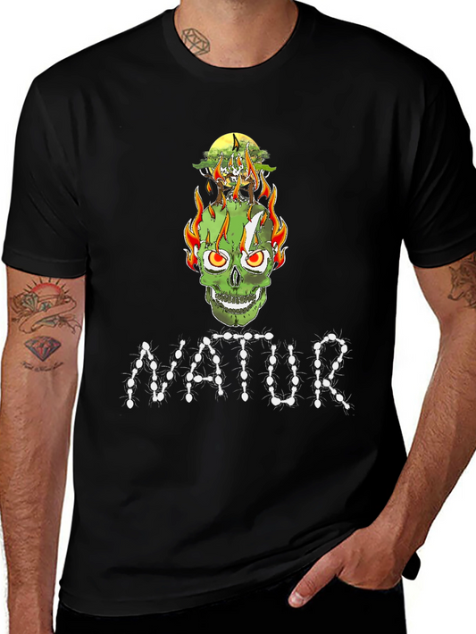 Nature Inspired Skull Graphic Tee - Unique Design
