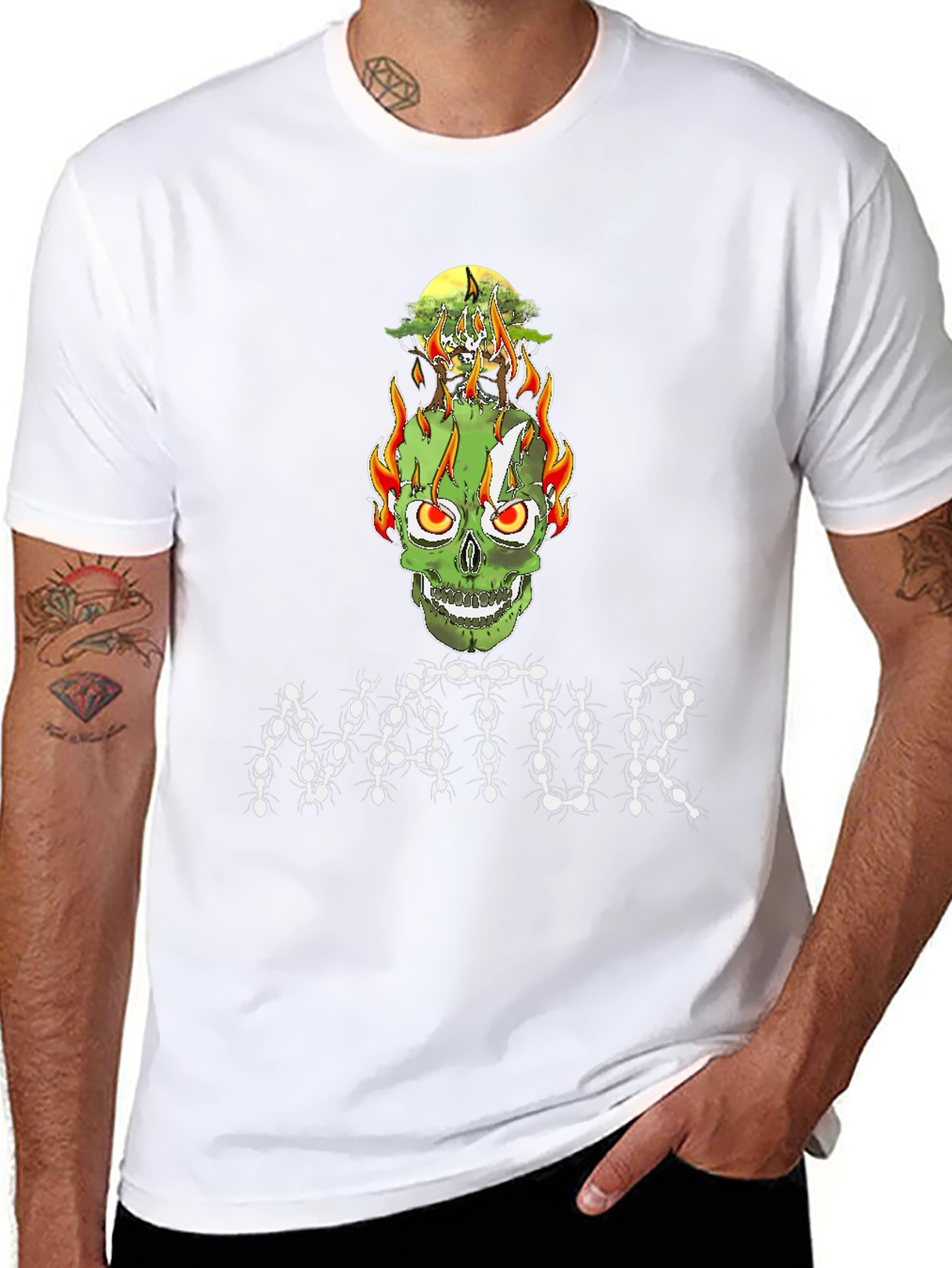 Nature Inspired Skull Graphic Tee - Unique Design