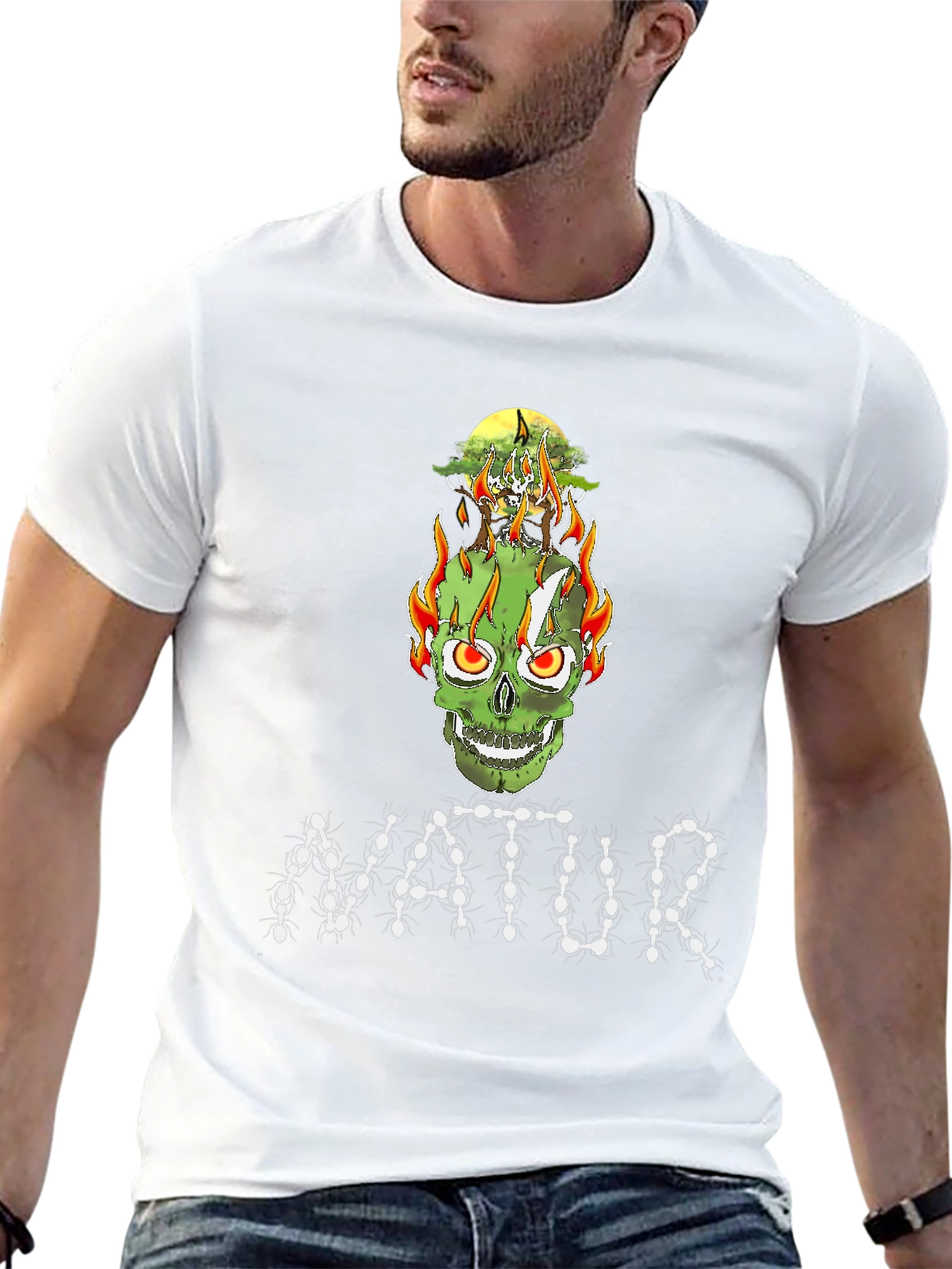 Nature Inspired Skull Graphic Tee - Unique Design