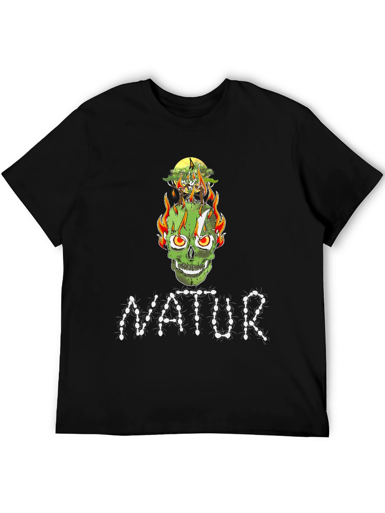 Nature Inspired Skull Graphic Tee - Unique Design