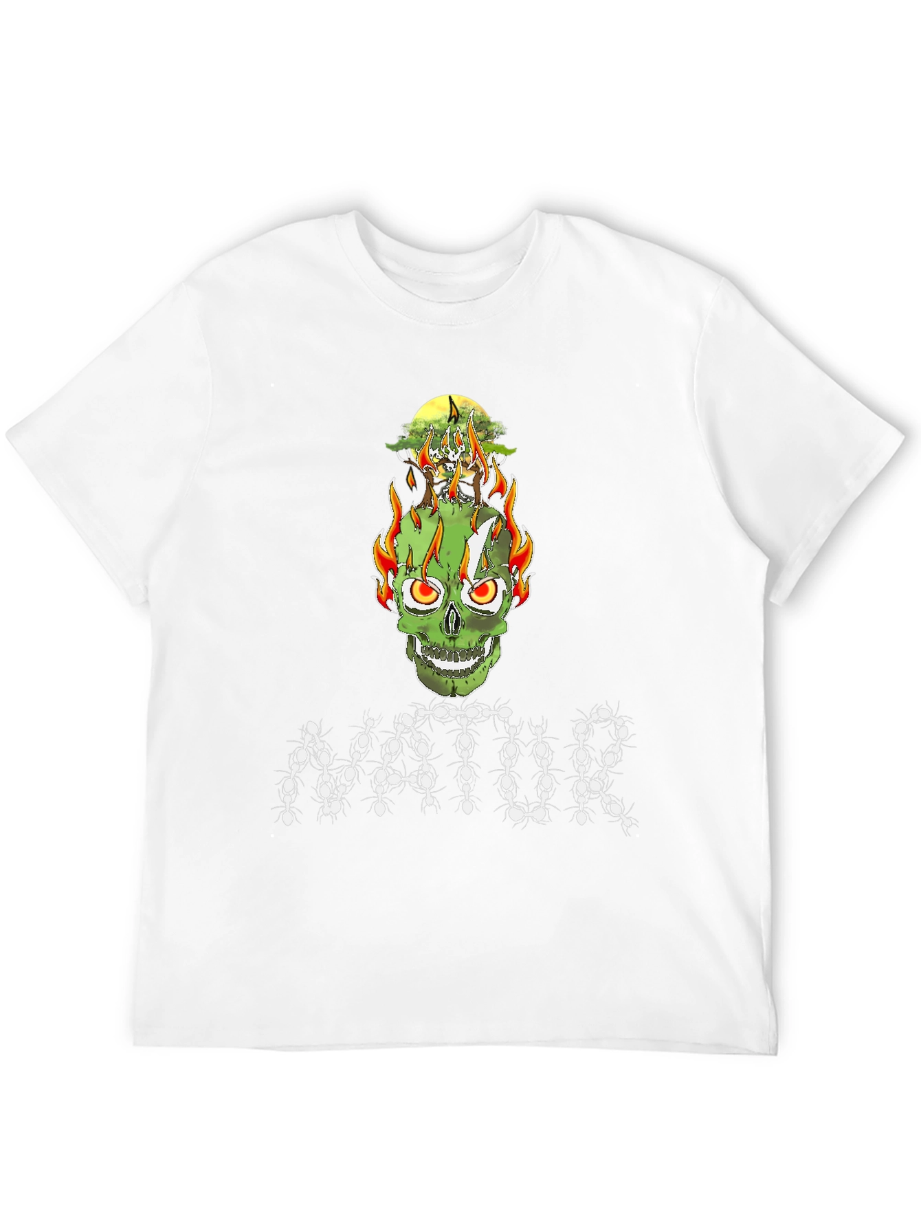 Nature Inspired Skull Graphic Tee - Unique Design
