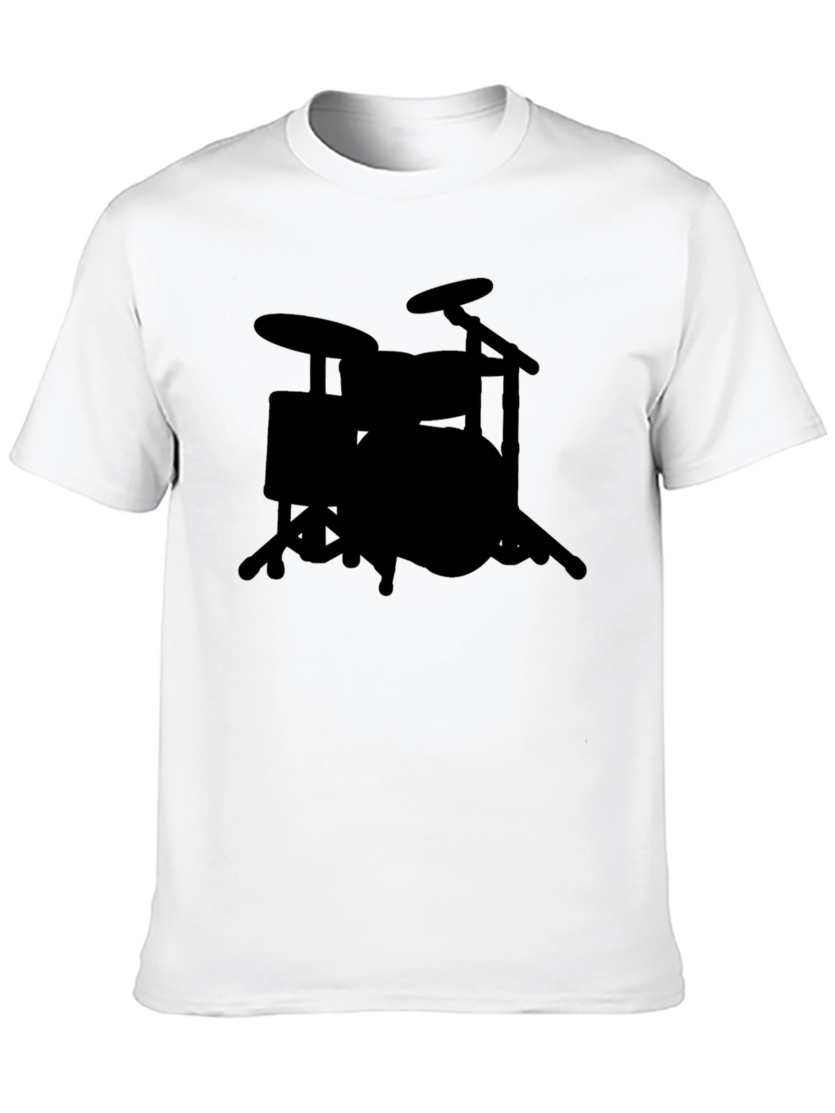 Drum Set Silhouette Graphic Tee - Musicians Black T-Shirt