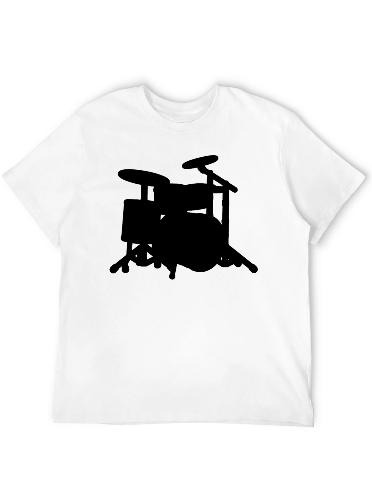 Drum Set Silhouette Graphic Tee - Musicians Black T-Shirt