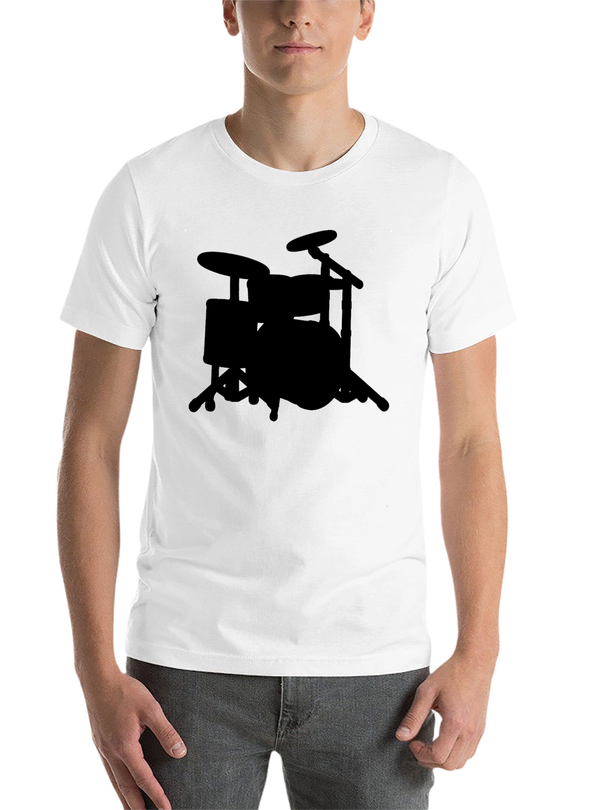 Drum Set Silhouette Graphic Tee - Musicians Black T-Shirt