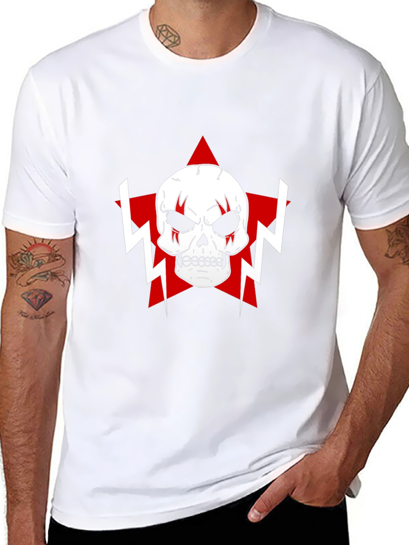 Skull Star Graphic T-Shirt - Black