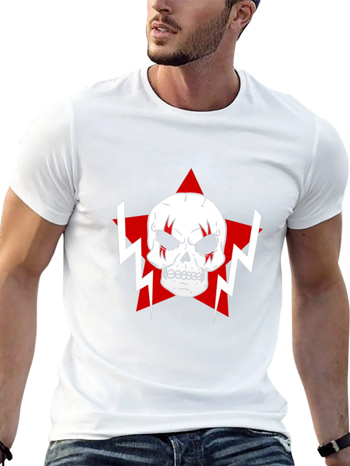 Skull Star Graphic T-Shirt - Black