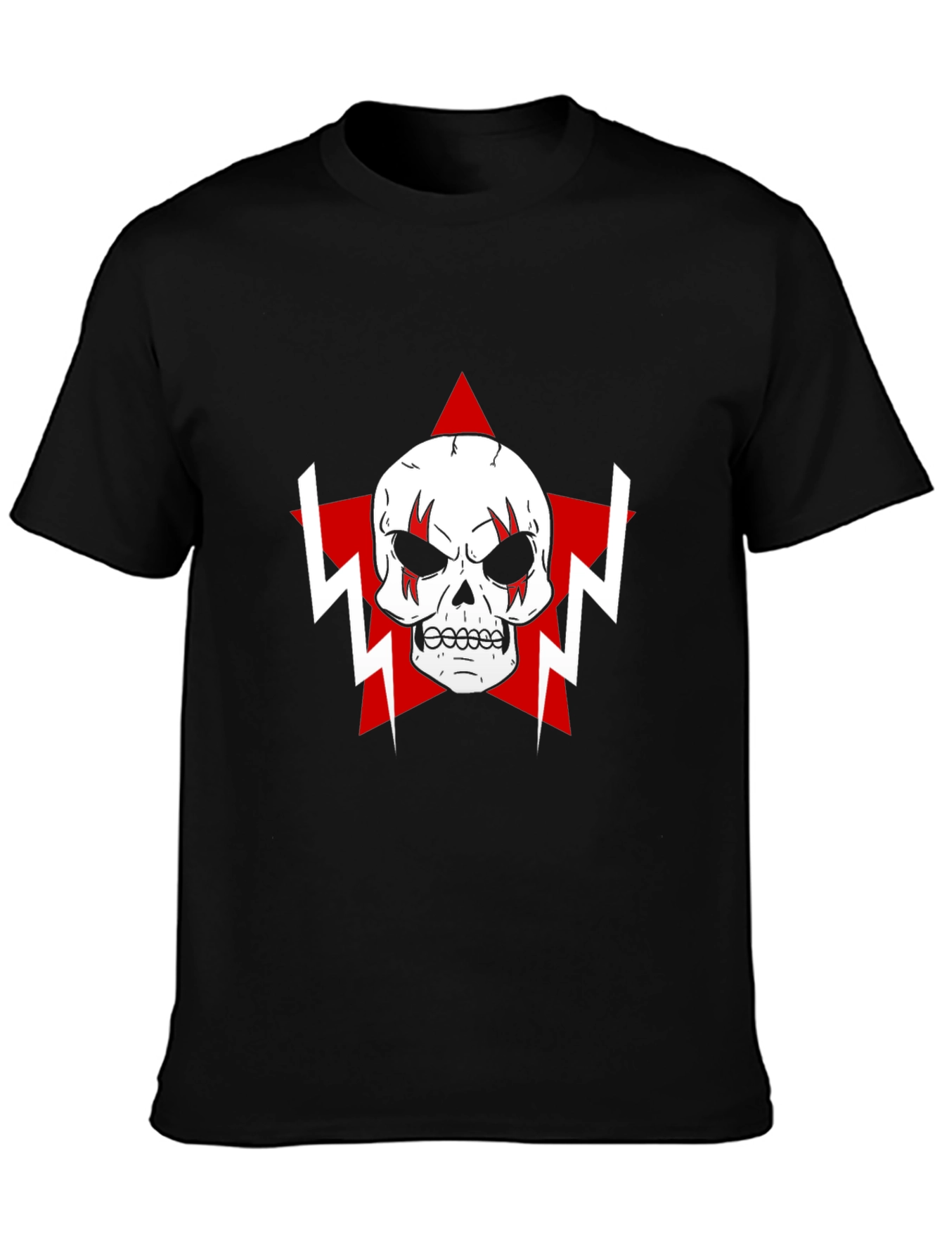 Skull Star Graphic T-Shirt - Black