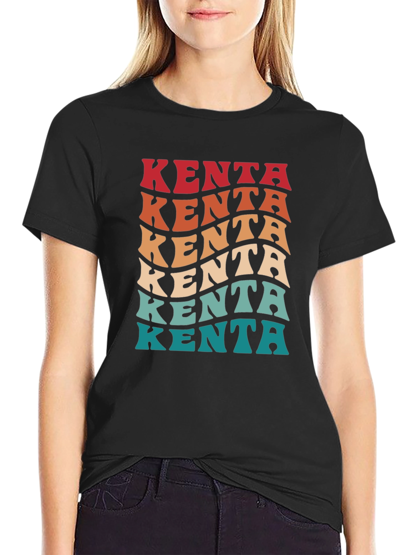 Retro Kenta Graphic Tee - Black Cotton Blend