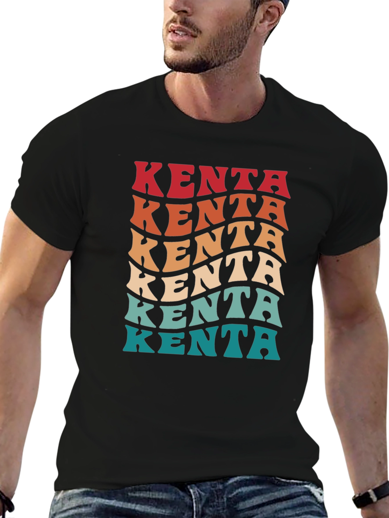 Retro Kenta Graphic Tee - Black Cotton Blend