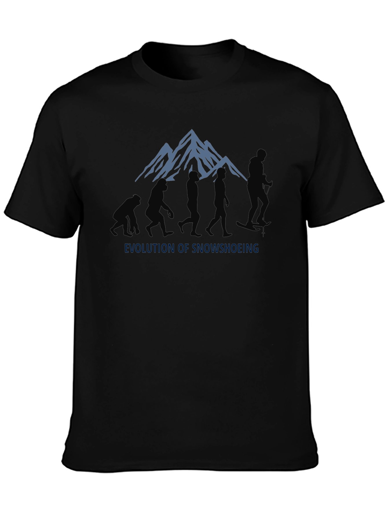 Evolution of Snowshoeing Black Graphic Tee