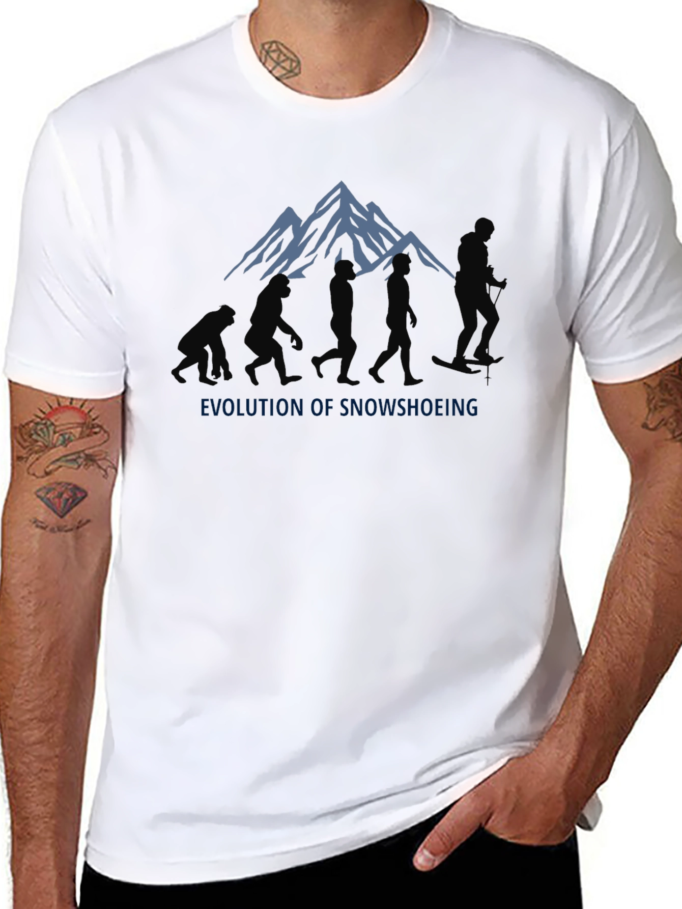 Evolution of Snowshoeing Black Graphic Tee