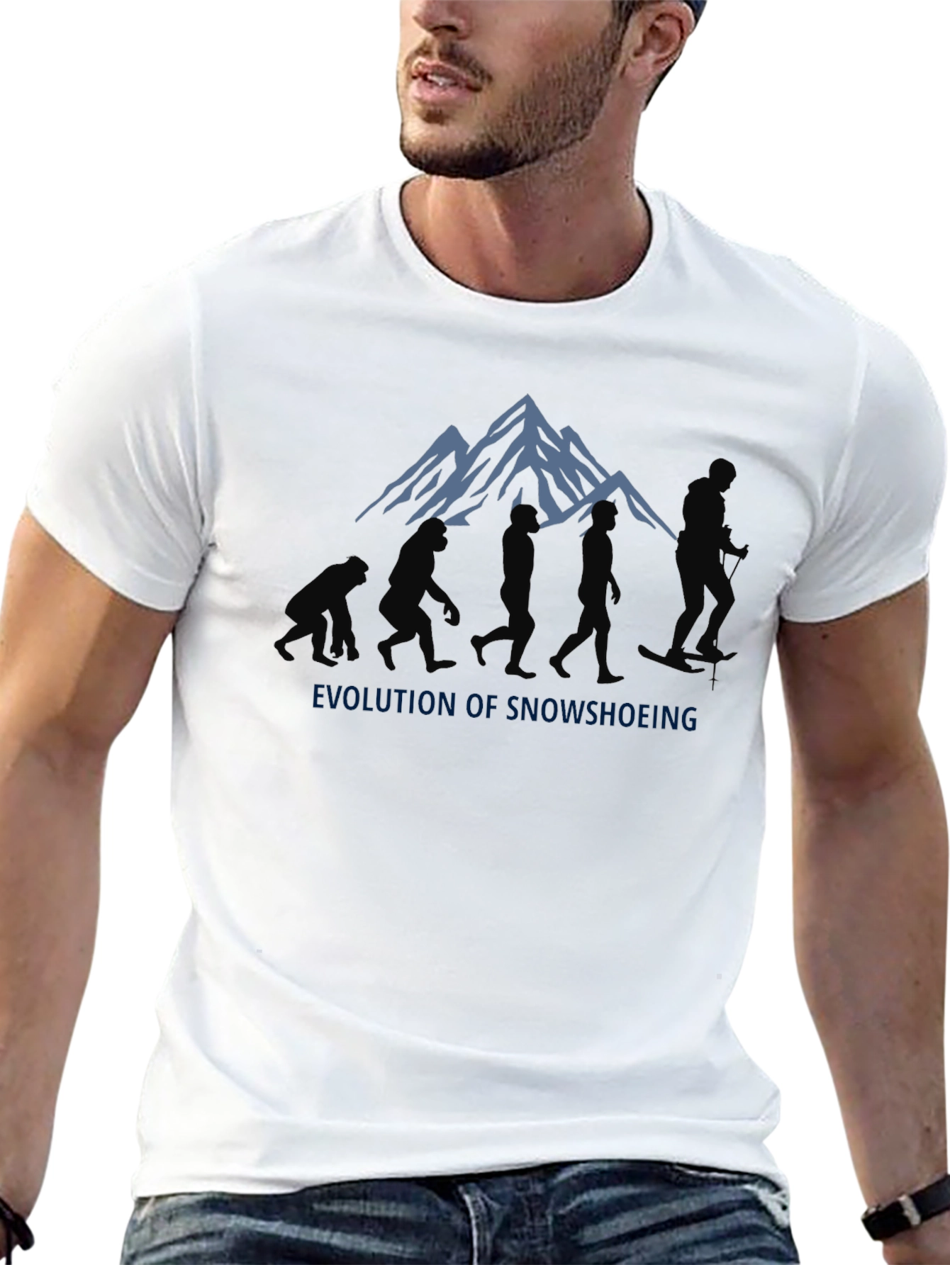 Evolution of Snowshoeing Black Graphic Tee