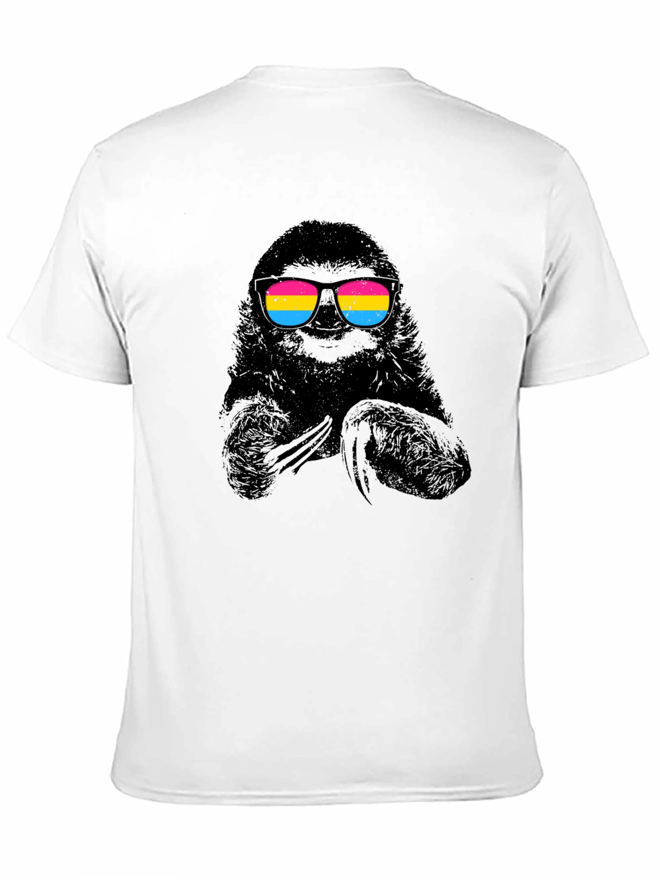 Cool Sloth in Pan Pride Sunglasses Black T-Shirt