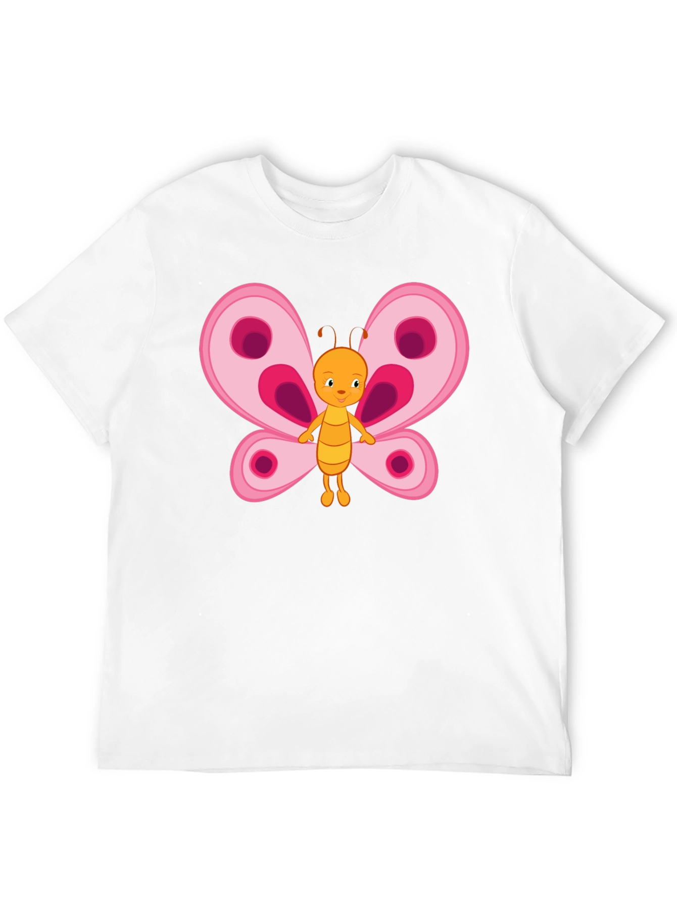 Cute Cartoon Butterfly Graphic Tee - Black