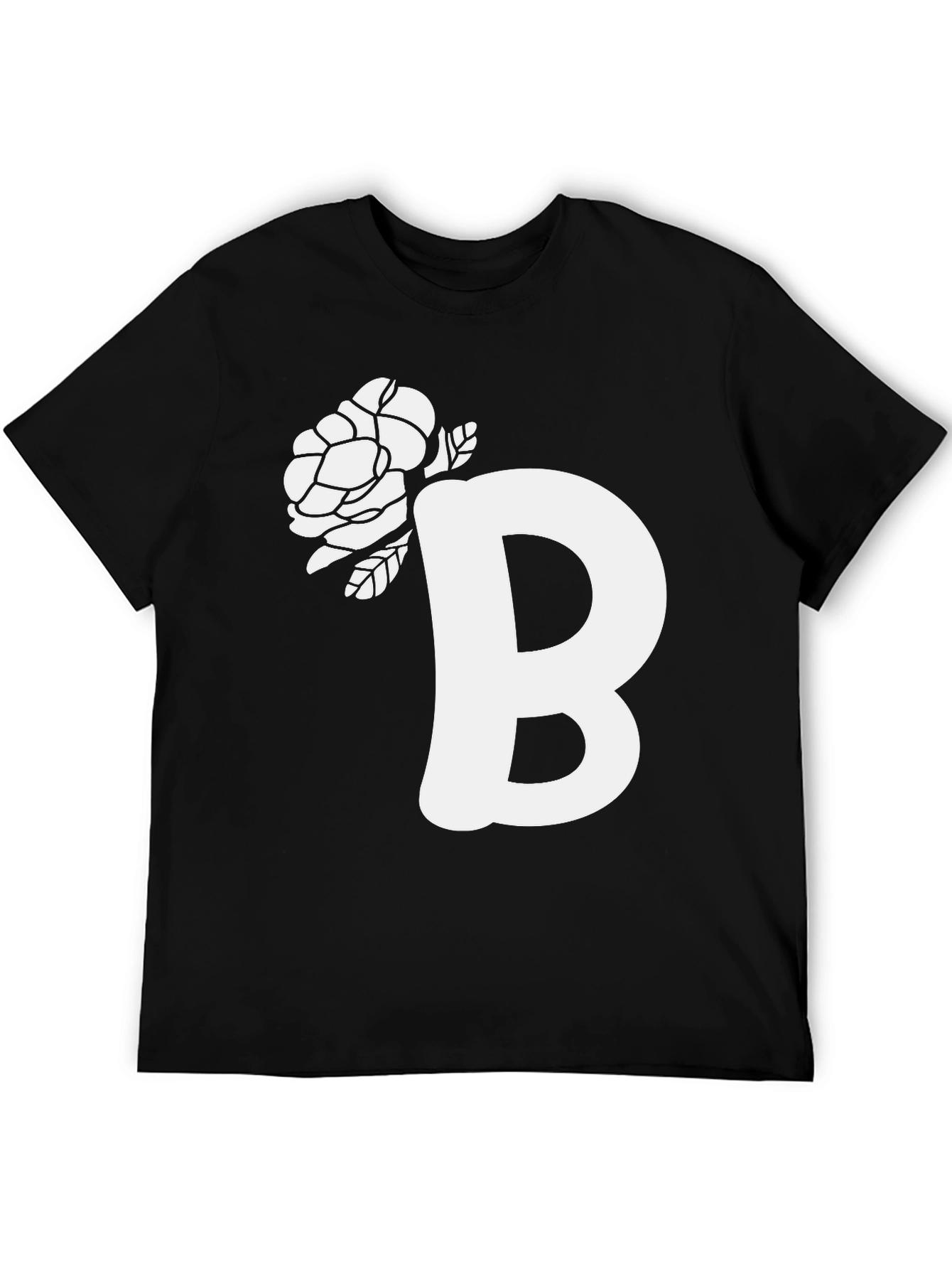 Floral Initial B Black T-Shirt