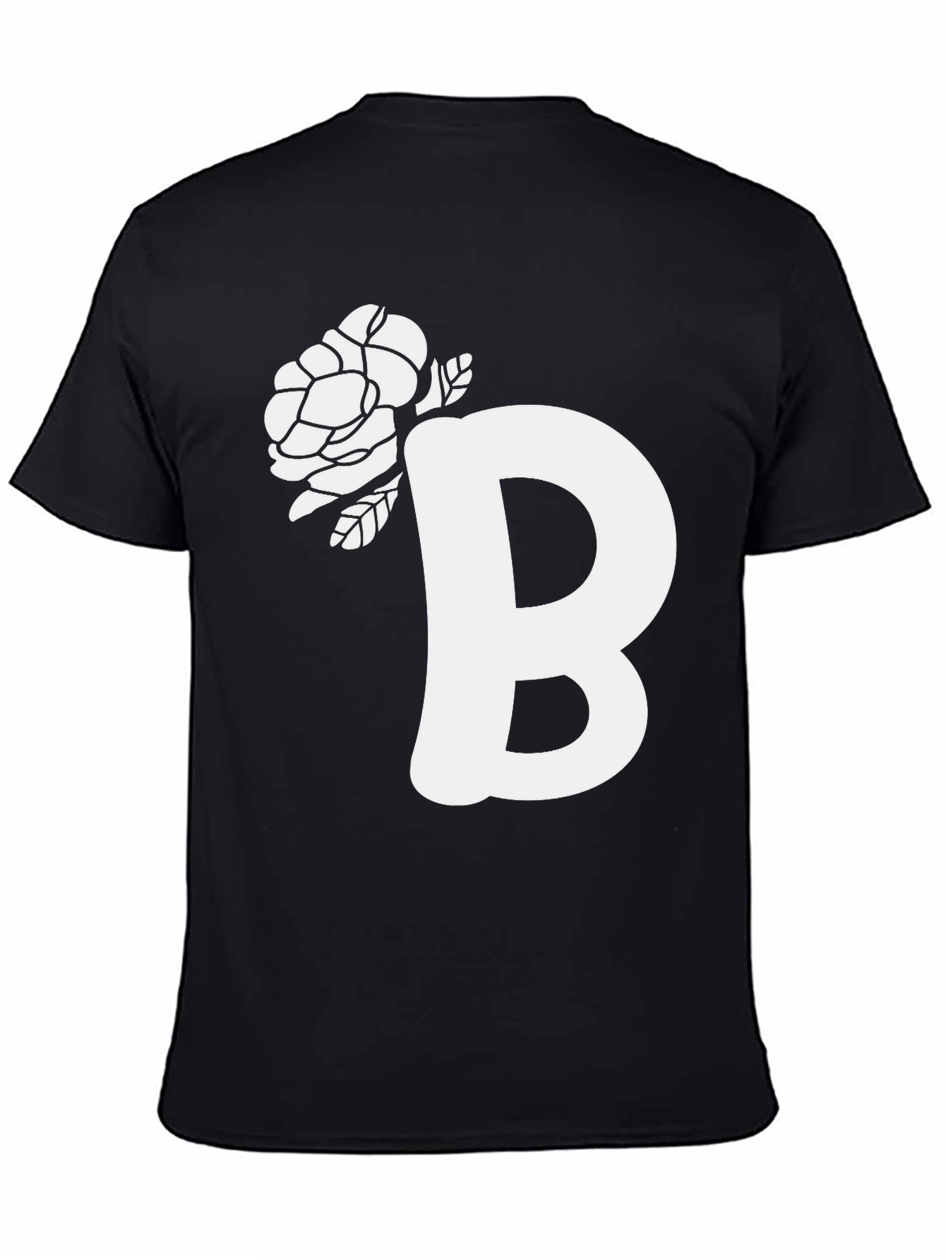Floral Initial B Black T-Shirt