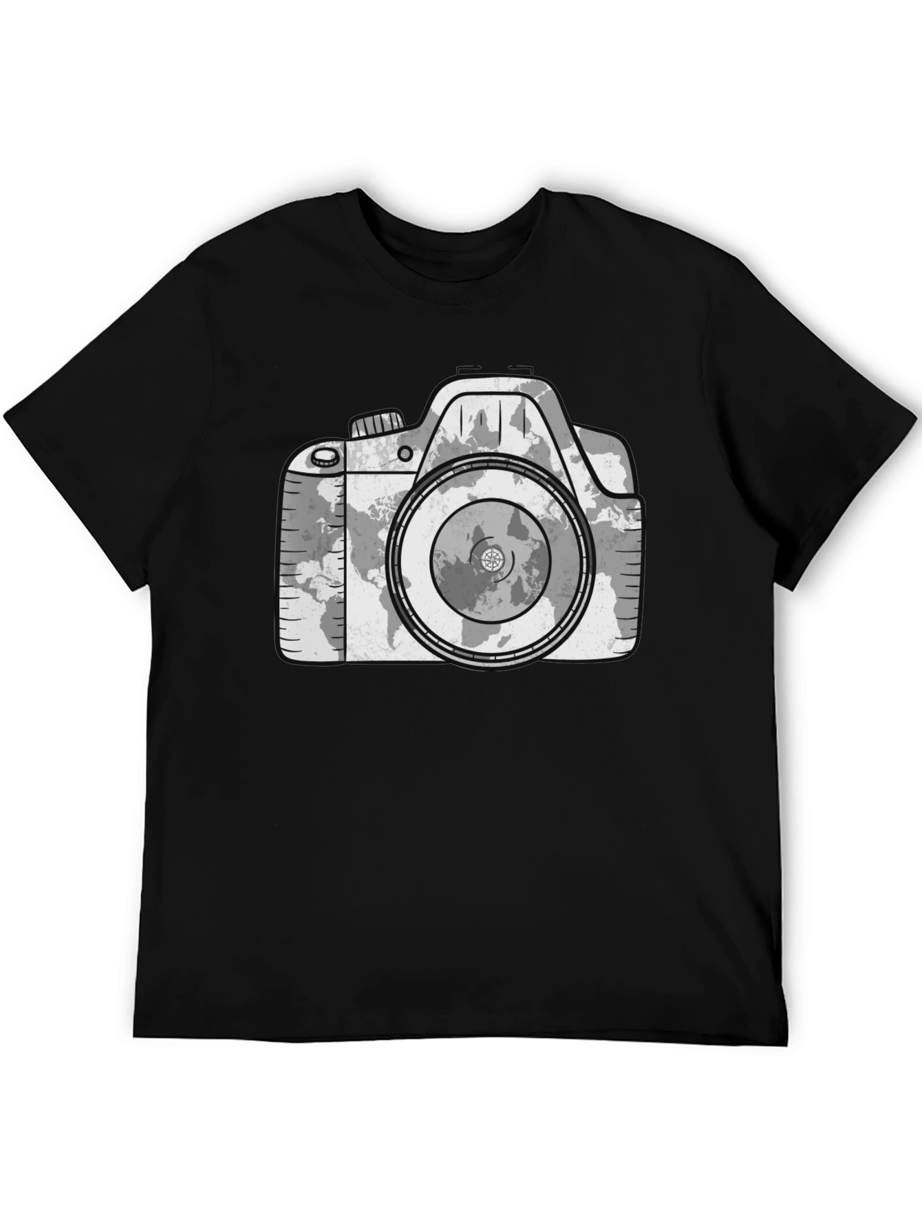 Camera World Map Graphic T-Shirt