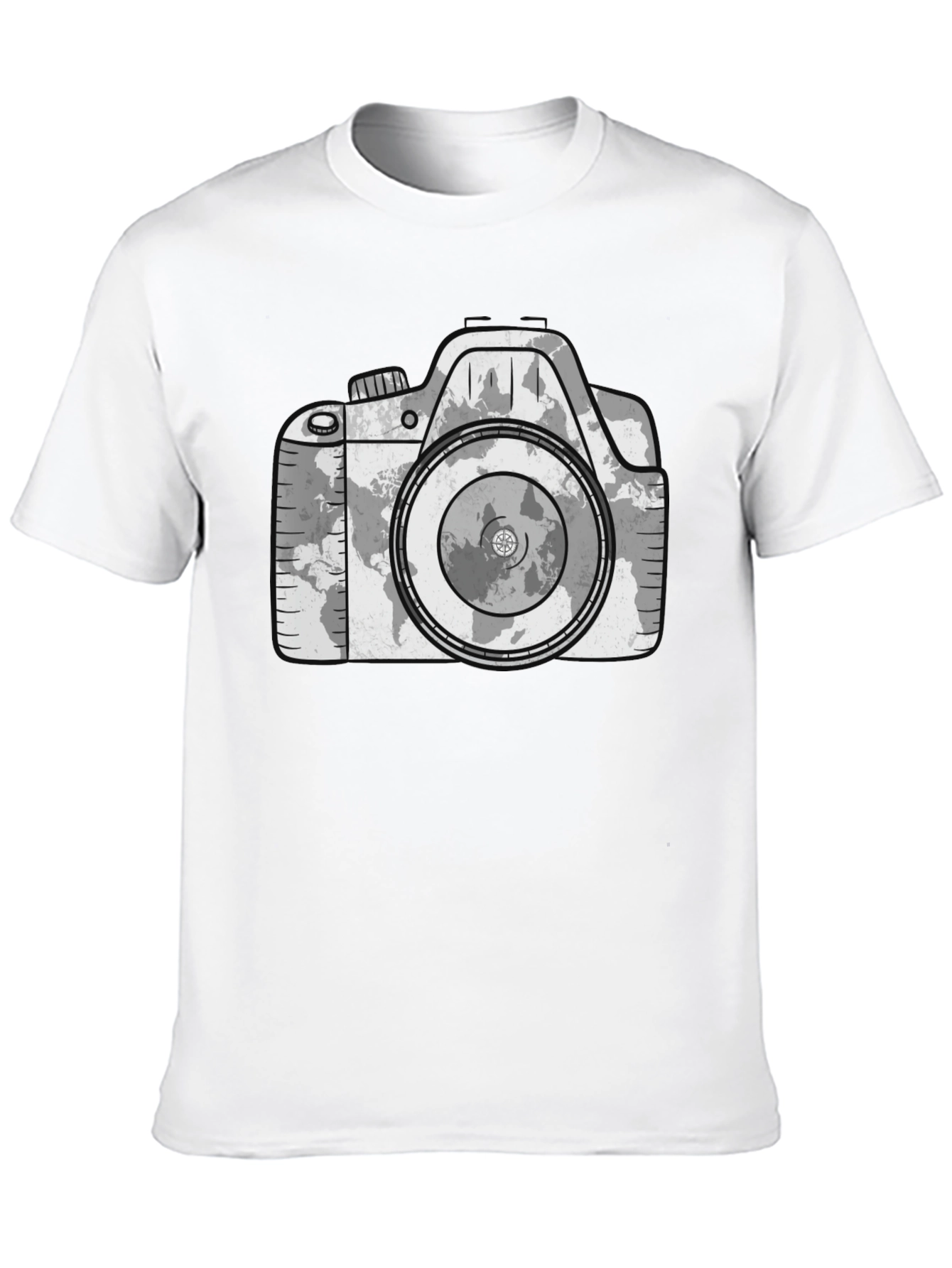 Camera World Map Graphic T-Shirt