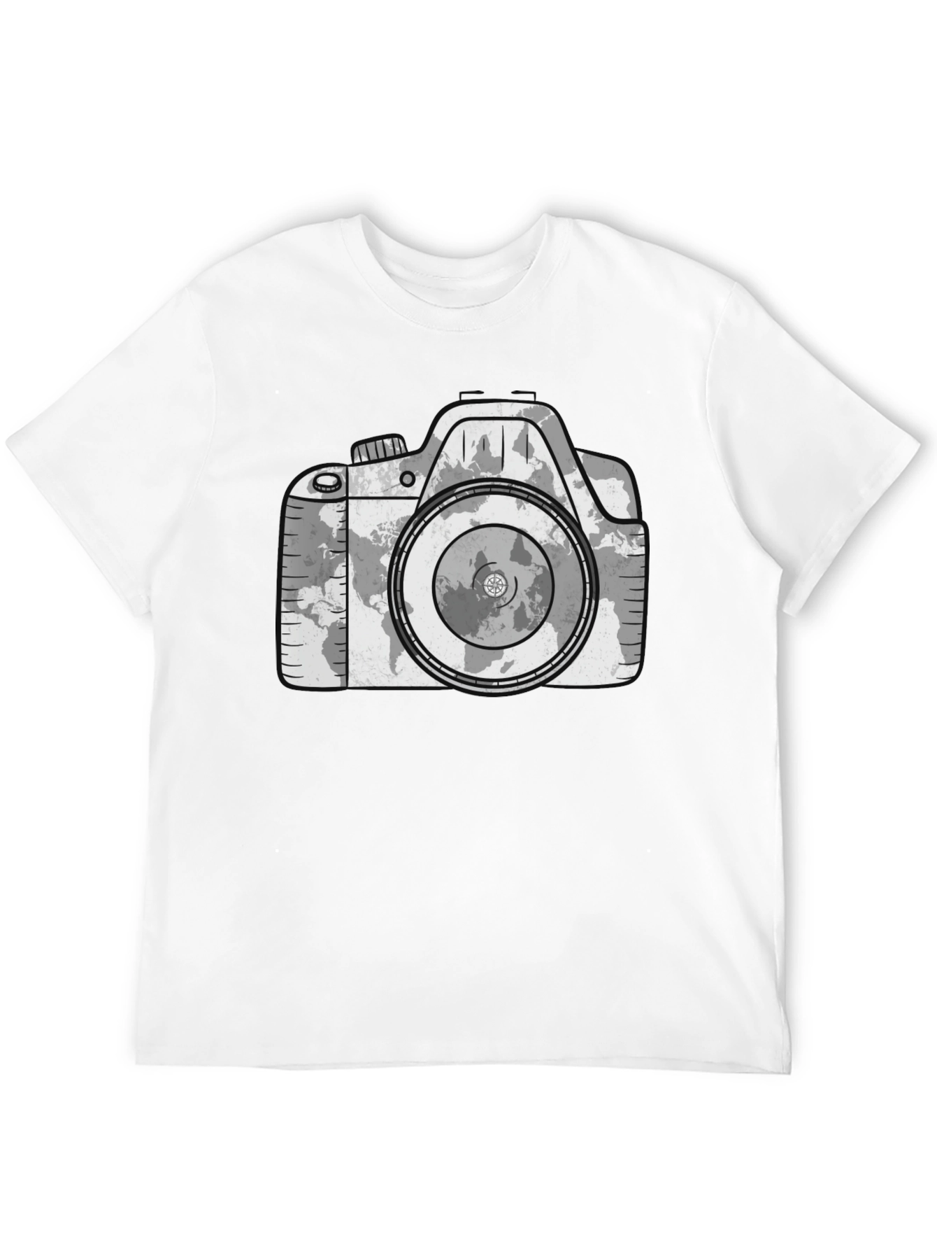 Camera World Map Graphic T-Shirt