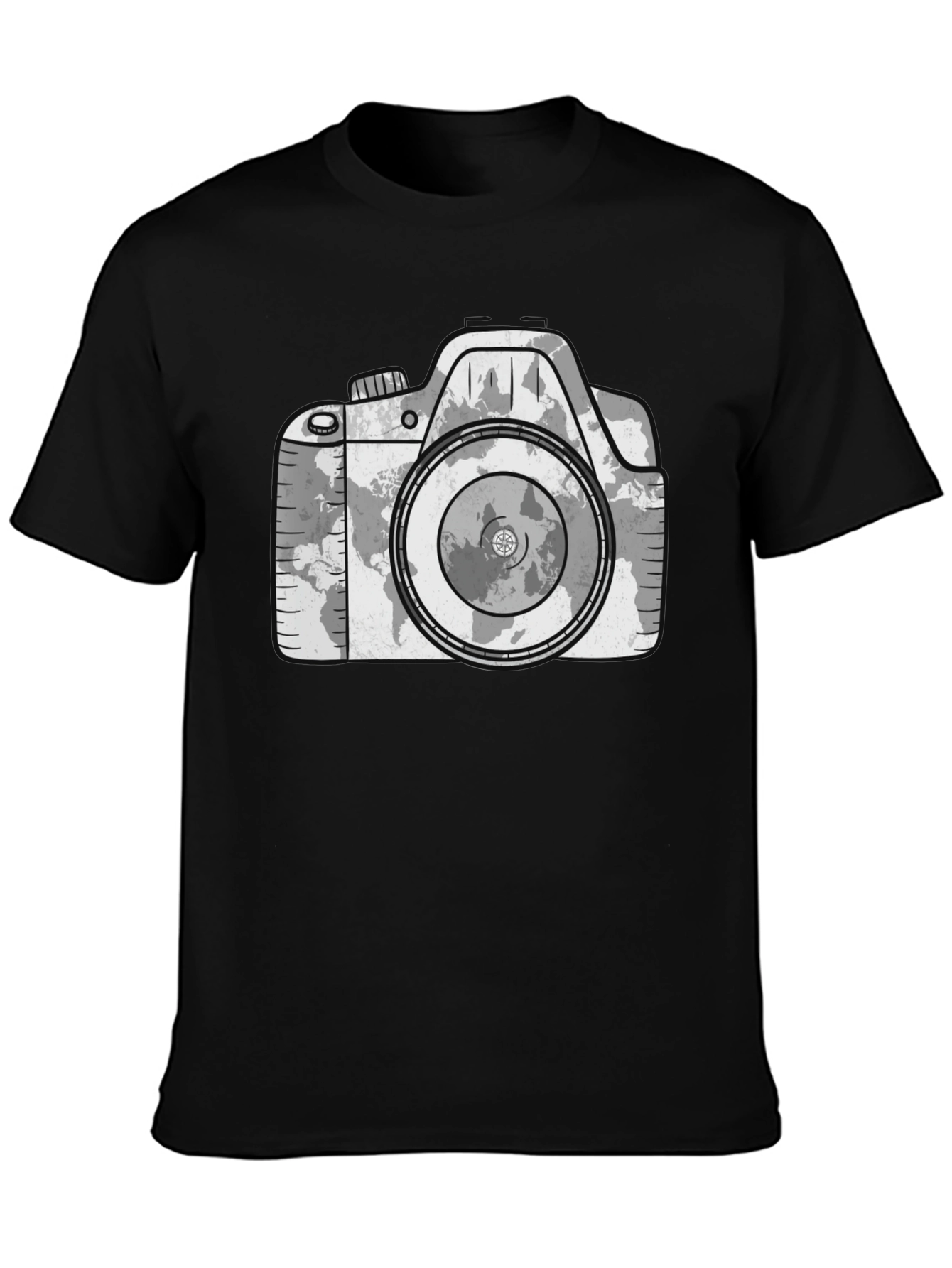Camera World Map Graphic T-Shirt