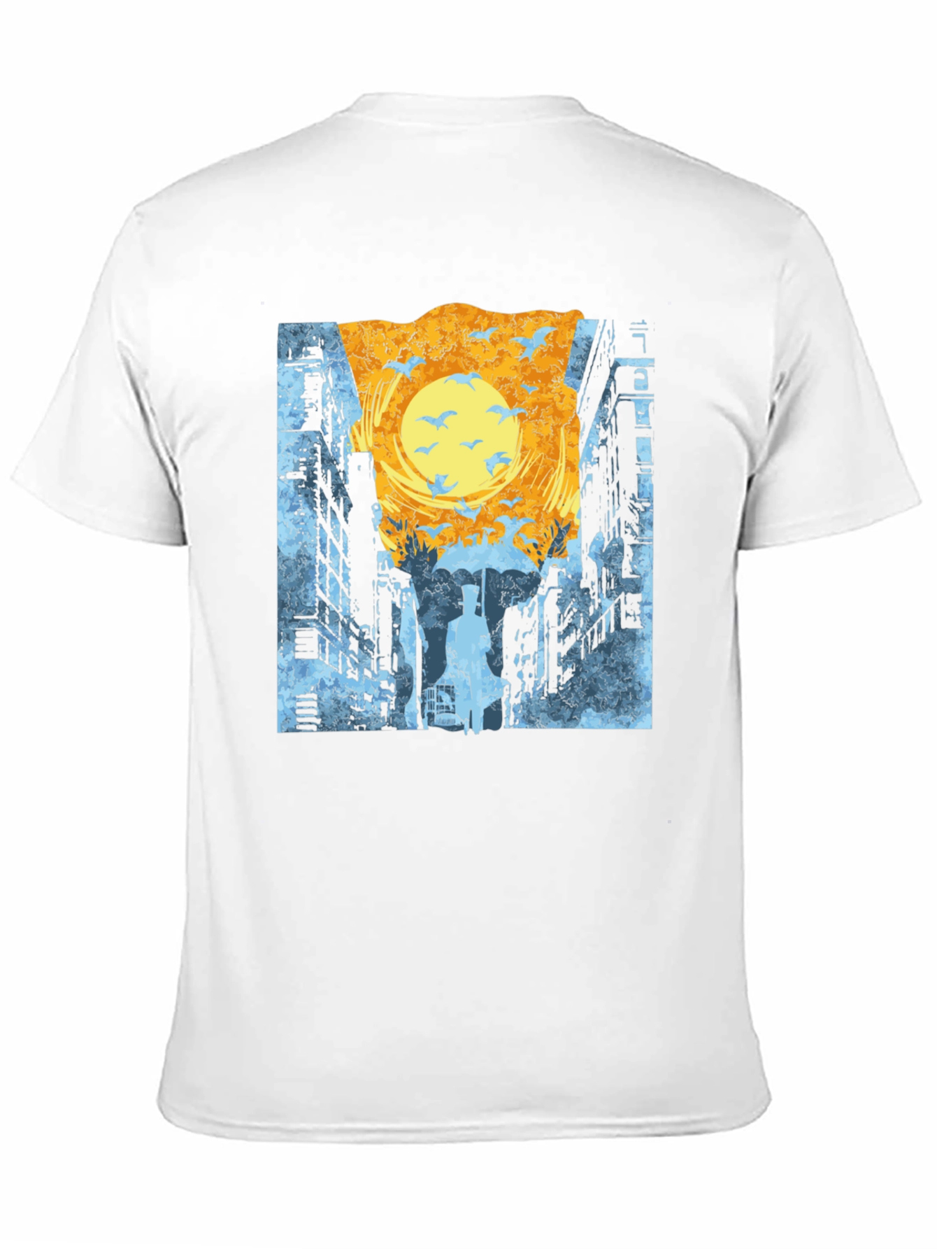 Cityscape T-Shirt: Urban Style with Bird Design