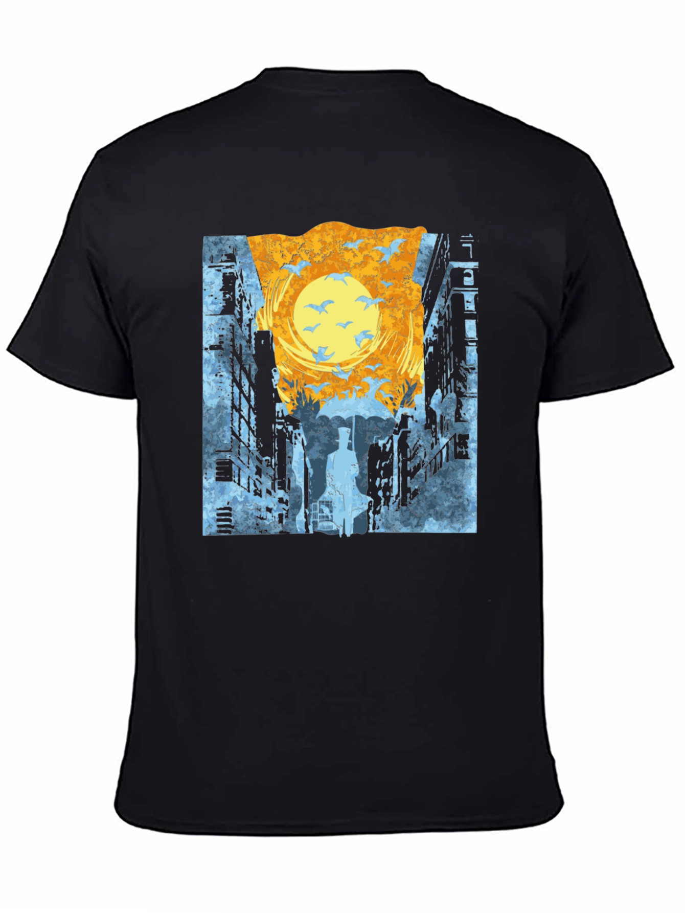 Cityscape T-Shirt: Urban Style with Bird Design