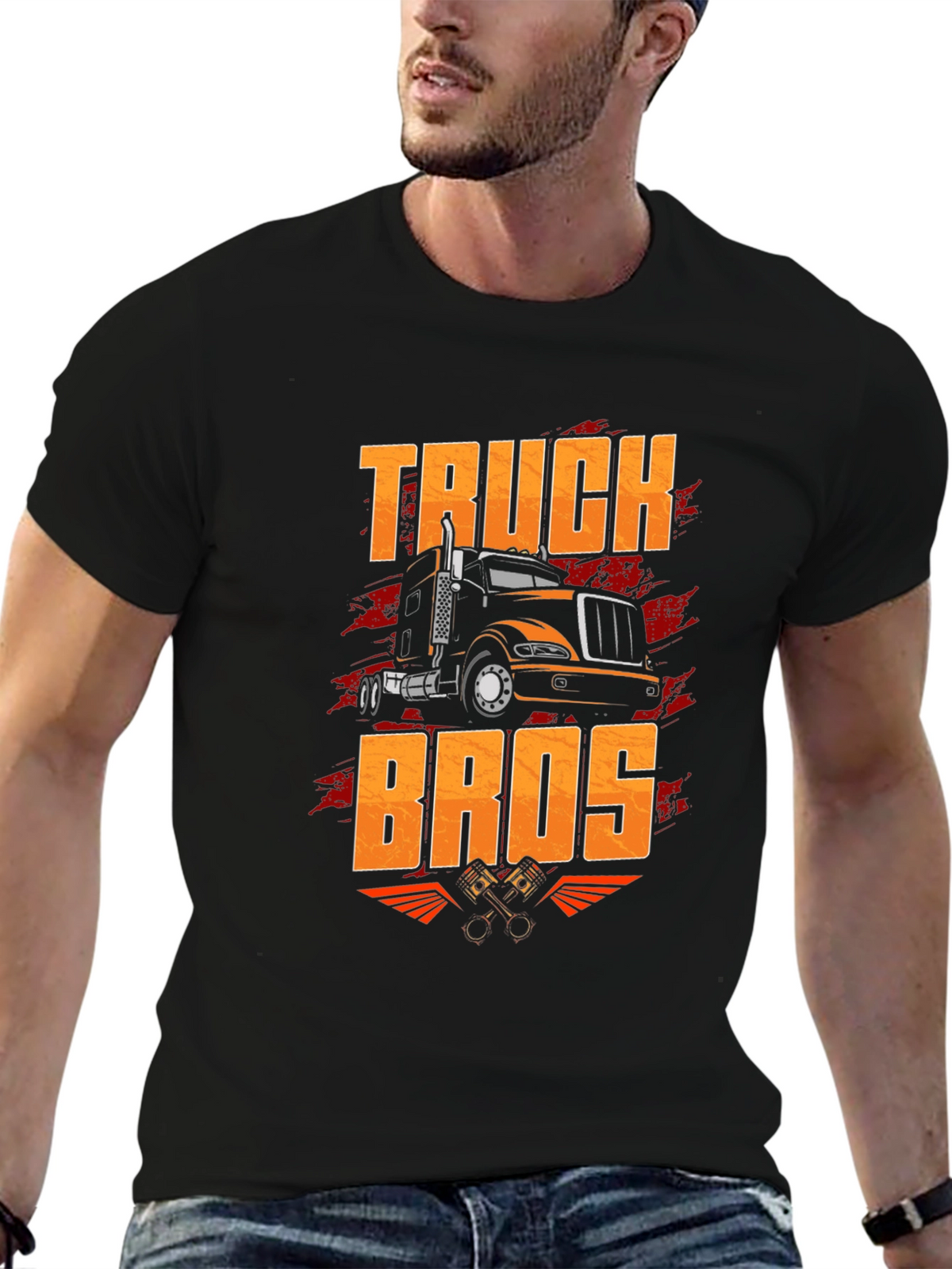 Truck Bros Graphic Tee - Black Crew Neck T-Shirt
