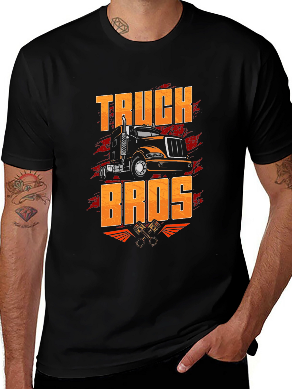 Truck Bros Graphic Tee - Black Crew Neck T-Shirt