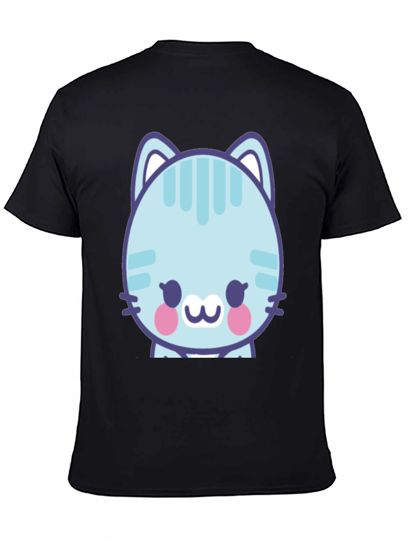 Cute Cartoon Cat Graphic T-Shirt - Black