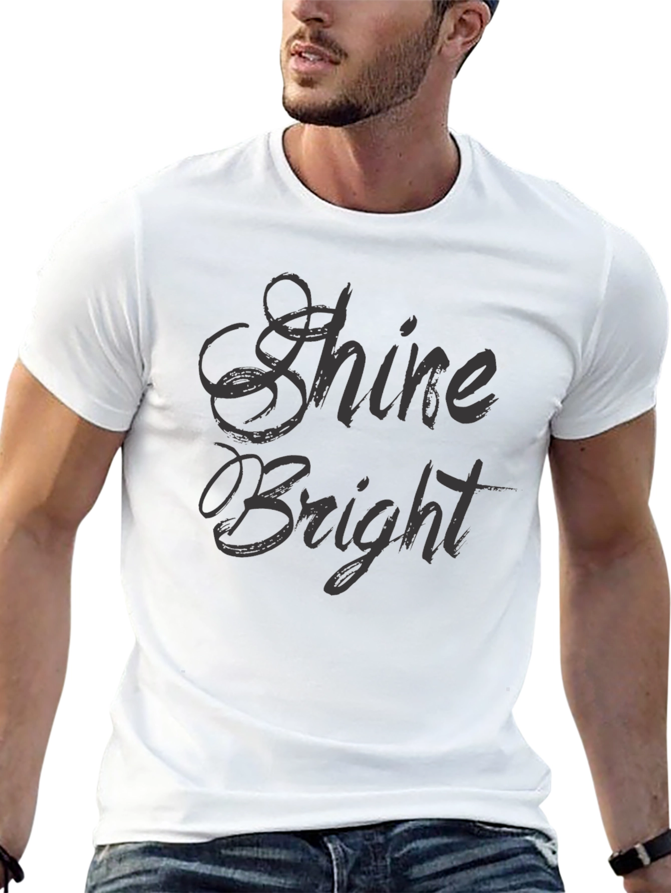 Shine Bright Black Graphic Tee for Men