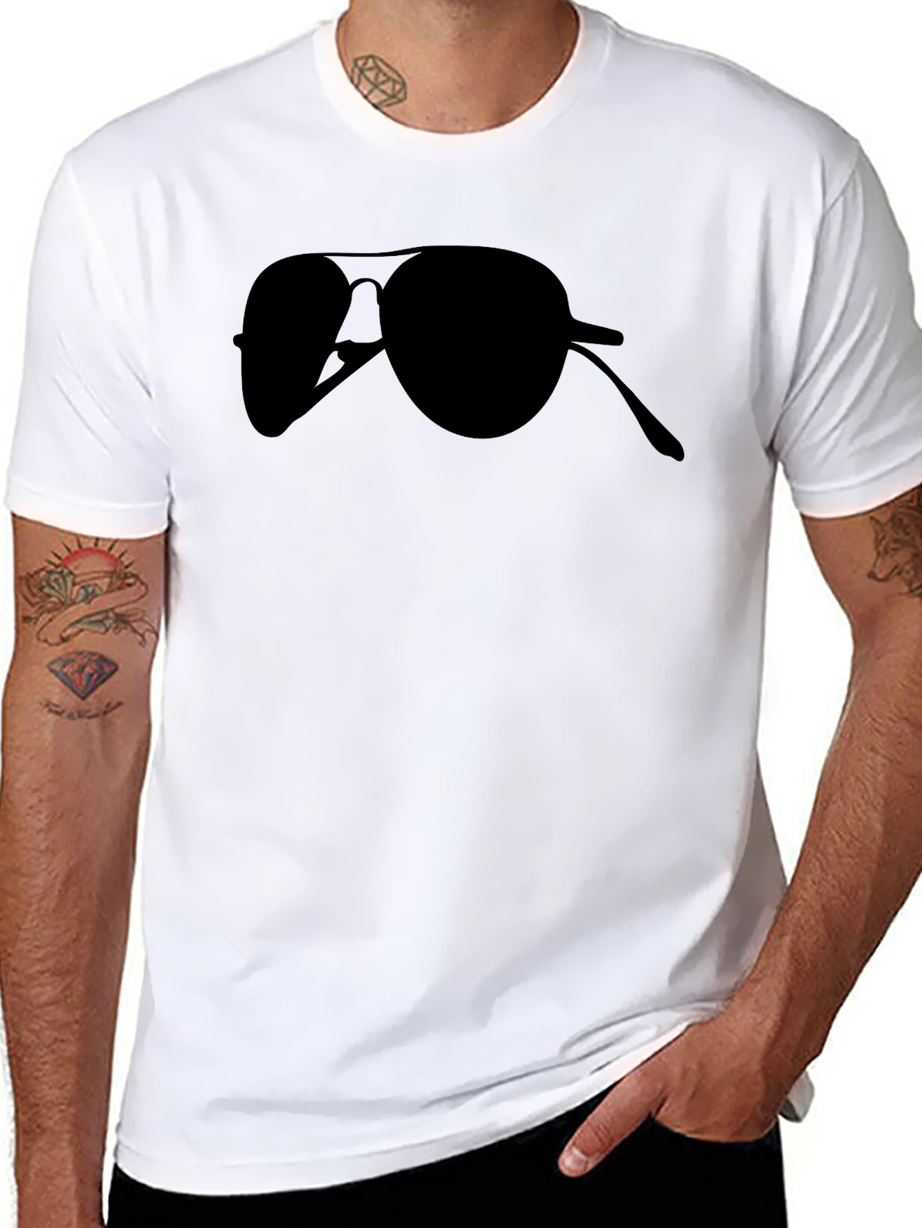 Aviator Sunglasses Graphic Tee - Cool Black Shirt