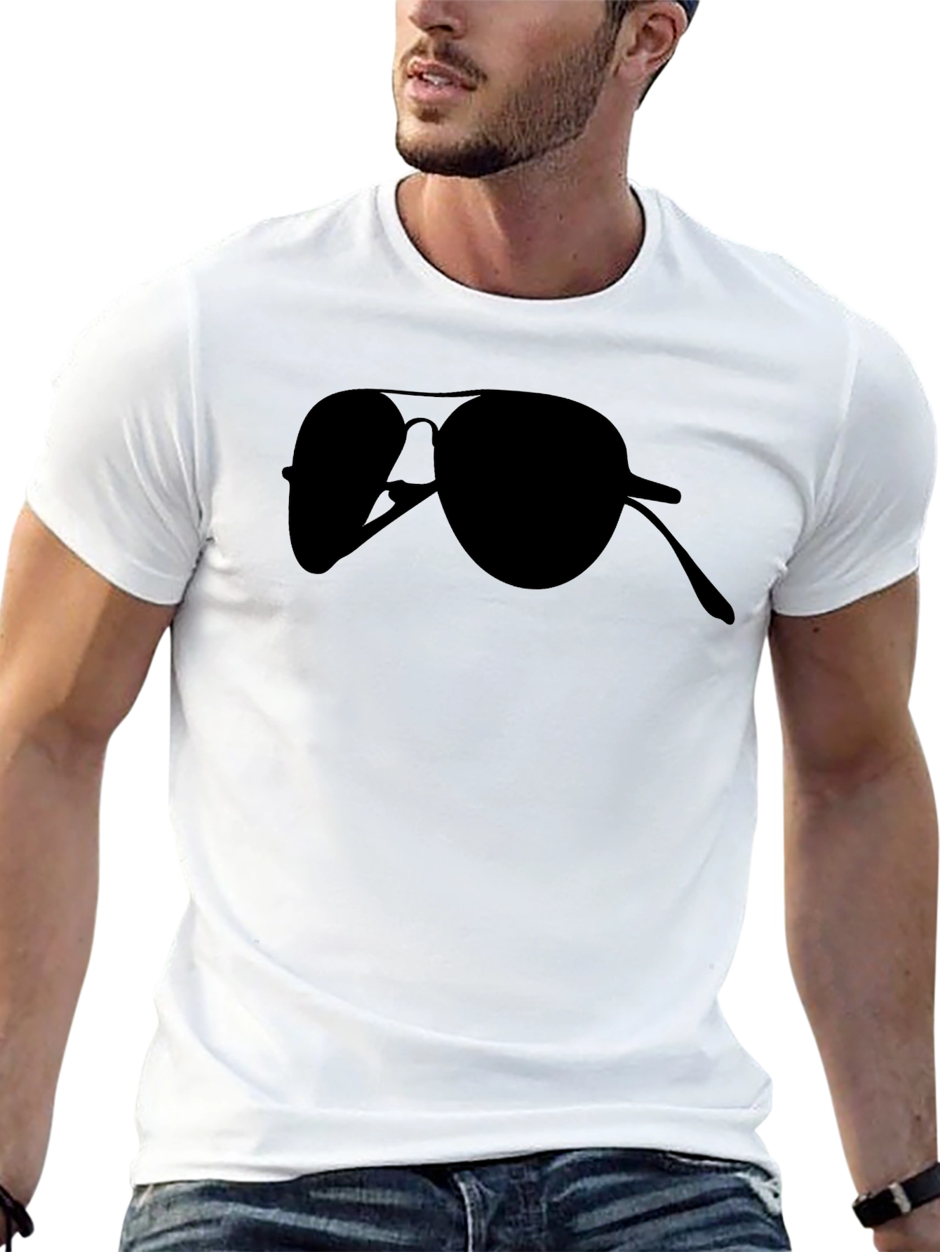 Aviator Sunglasses Graphic Tee - Cool Black Shirt
