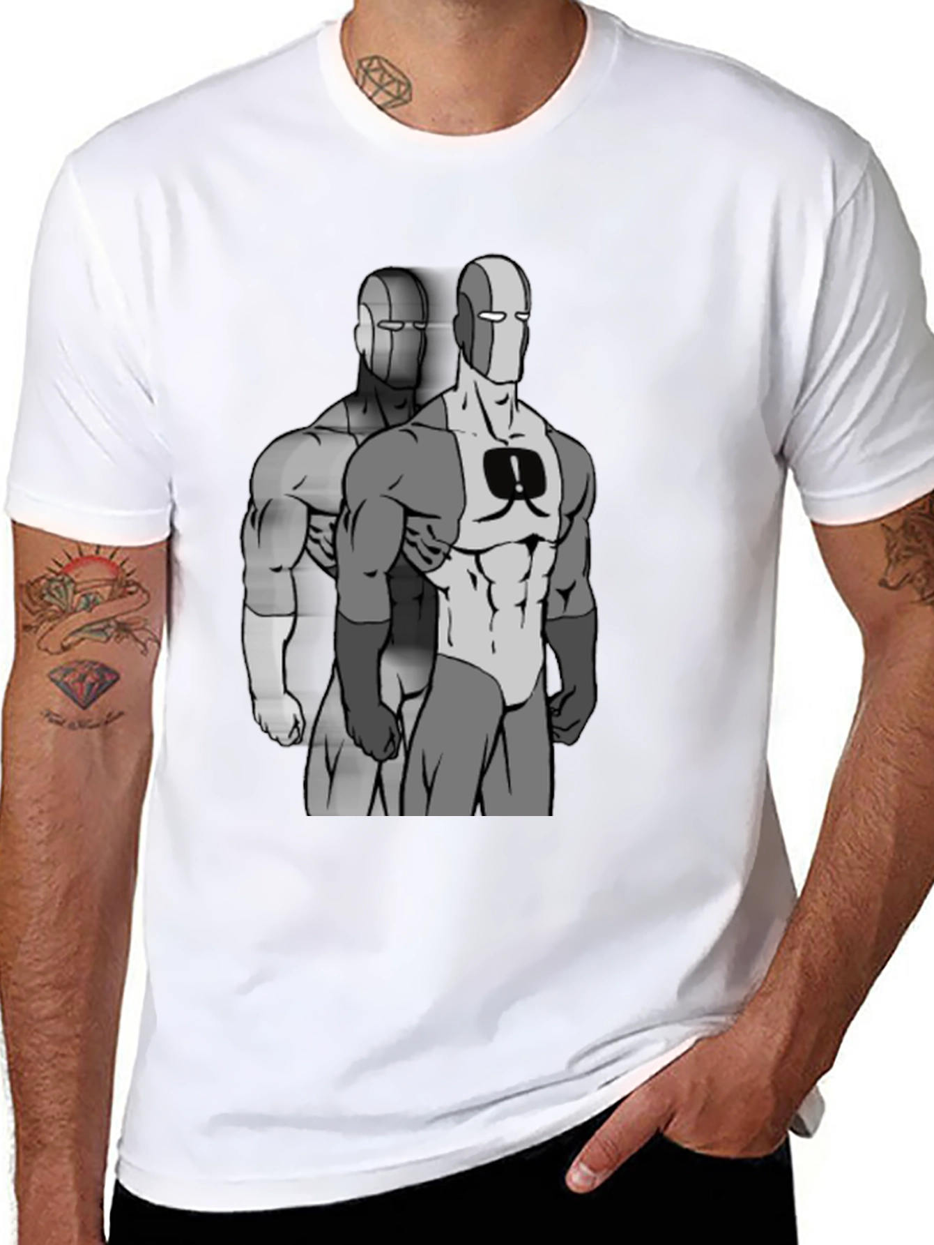 Retro Super Hero Graphic Black T-Shirt