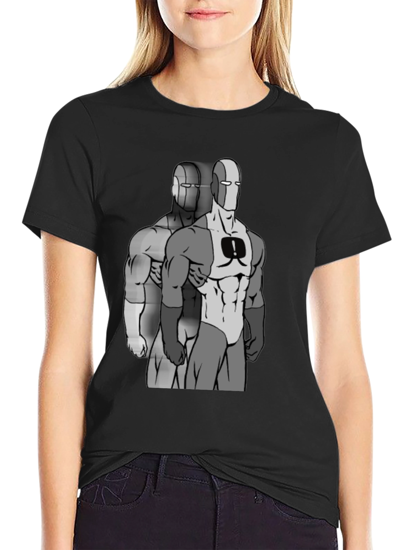 Retro Super Hero Graphic Black T-Shirt